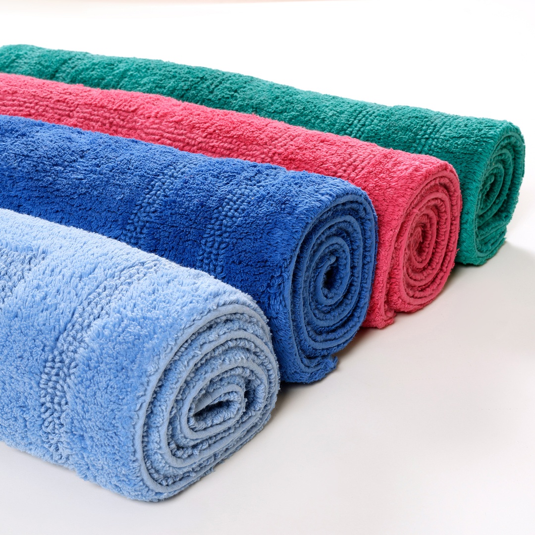 Solıd Reversıble Cotton %100 Cotton Bath Mat 60x90 Cm Blue