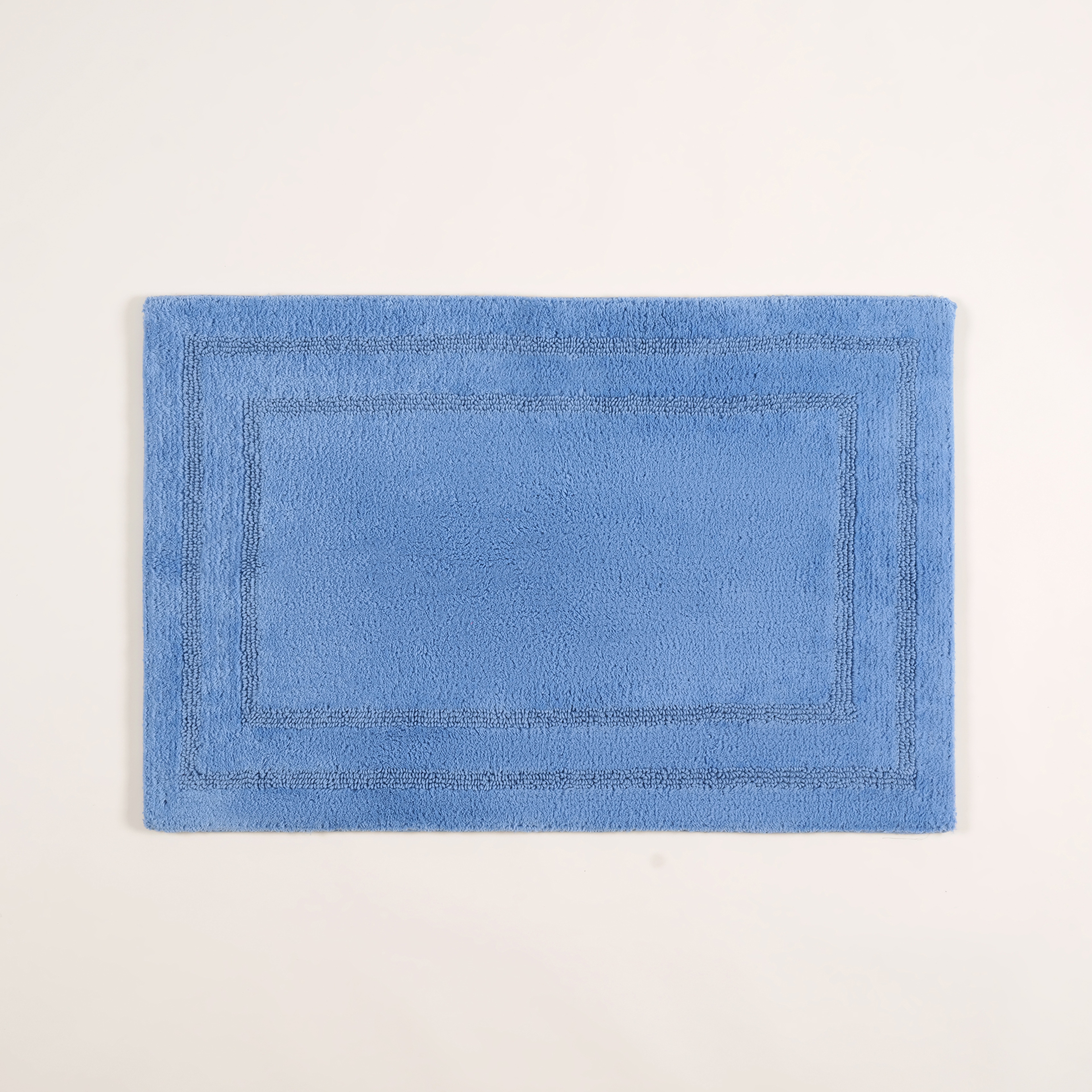 Solıd Çift Taraflı Pamuk %100 Pamuk Banyo Paspası 70x120 Cm Mavi