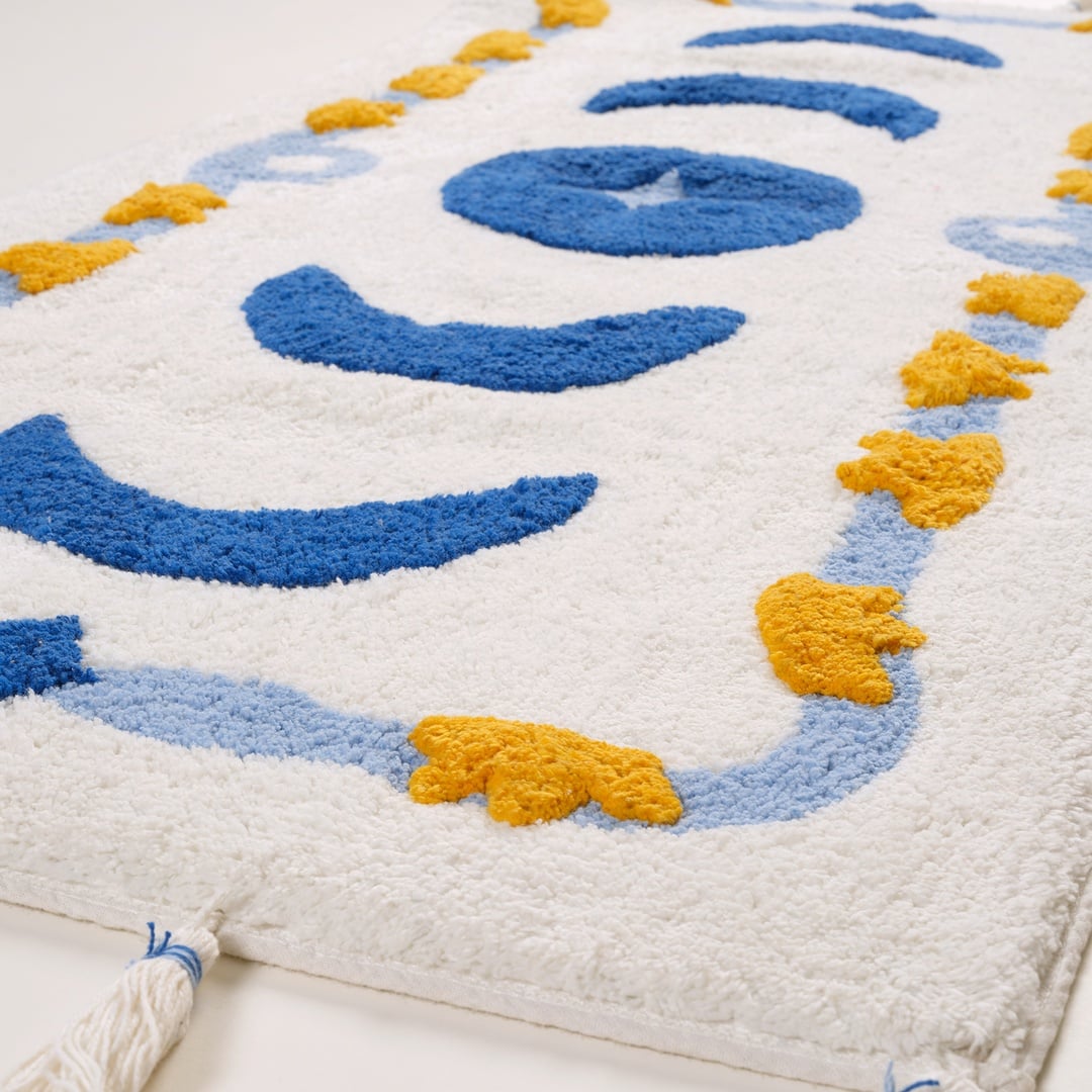 Punjab Pamuk Pamuklu Banyo Paspası 55x120 Cm Mavi