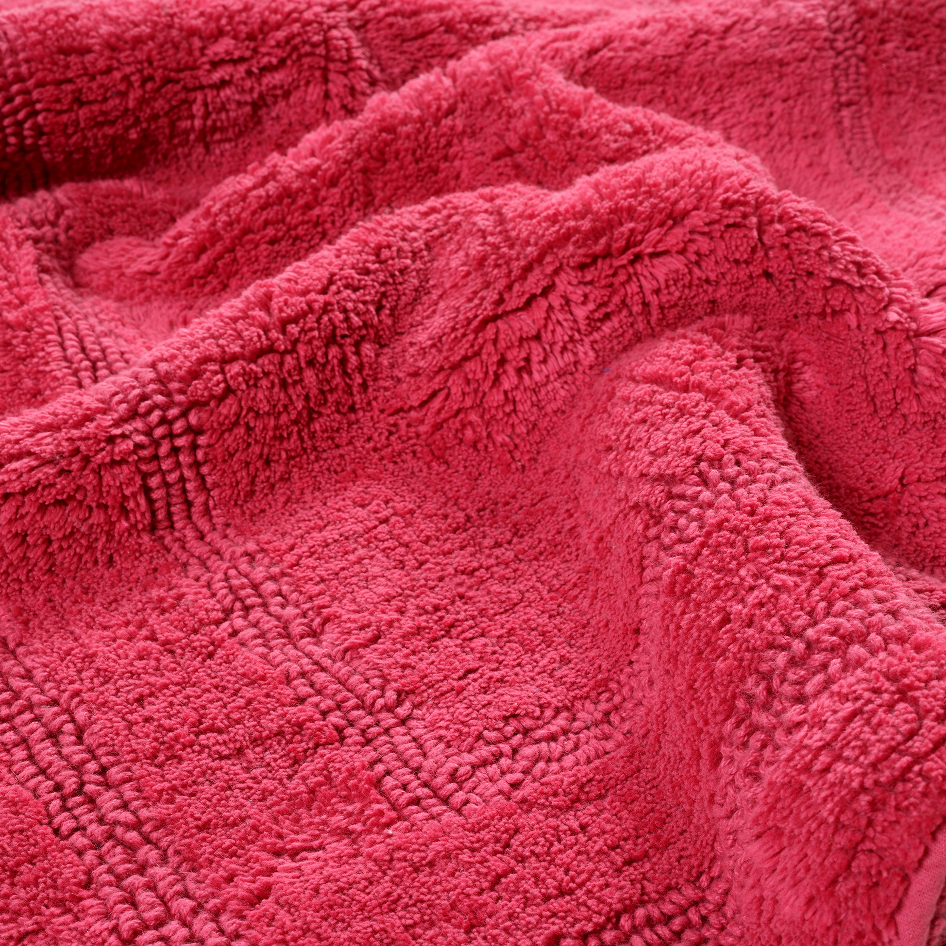 Solıd Çift Taraflı Pamuk %100 Pamuk Banyo Paspası 60x90 Cm Fuşya