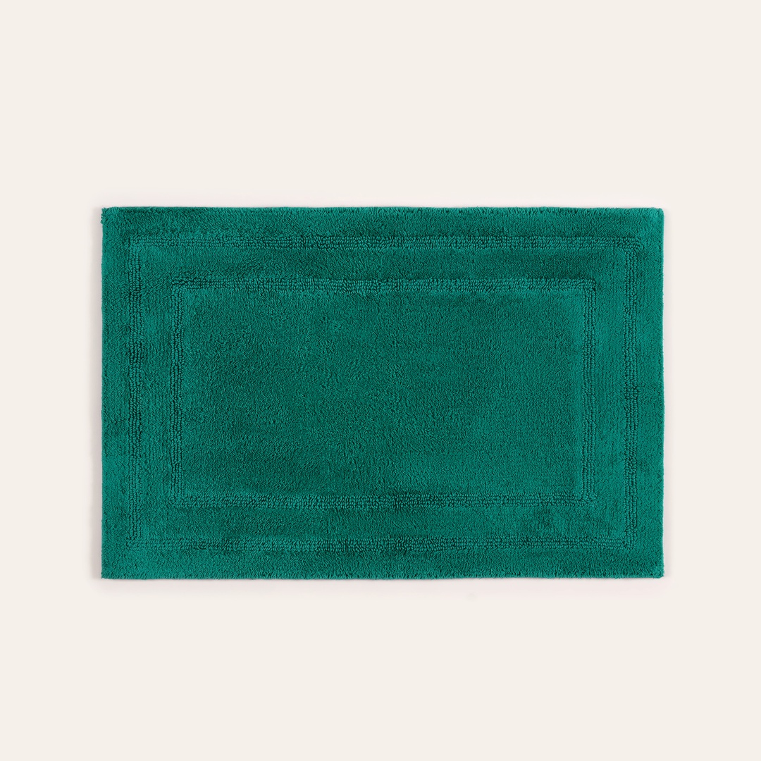Solıd Reversıble Cotton %100 Cotton Bath Mat 40x60 Cm Dark Green