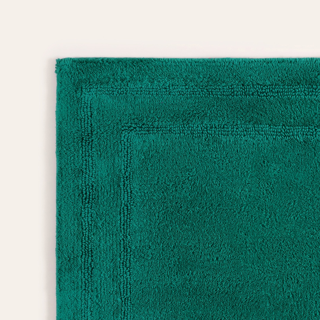 Solıd Reversıble Cotton %100 Cotton Bath Mat 40x60 Cm Dark Green