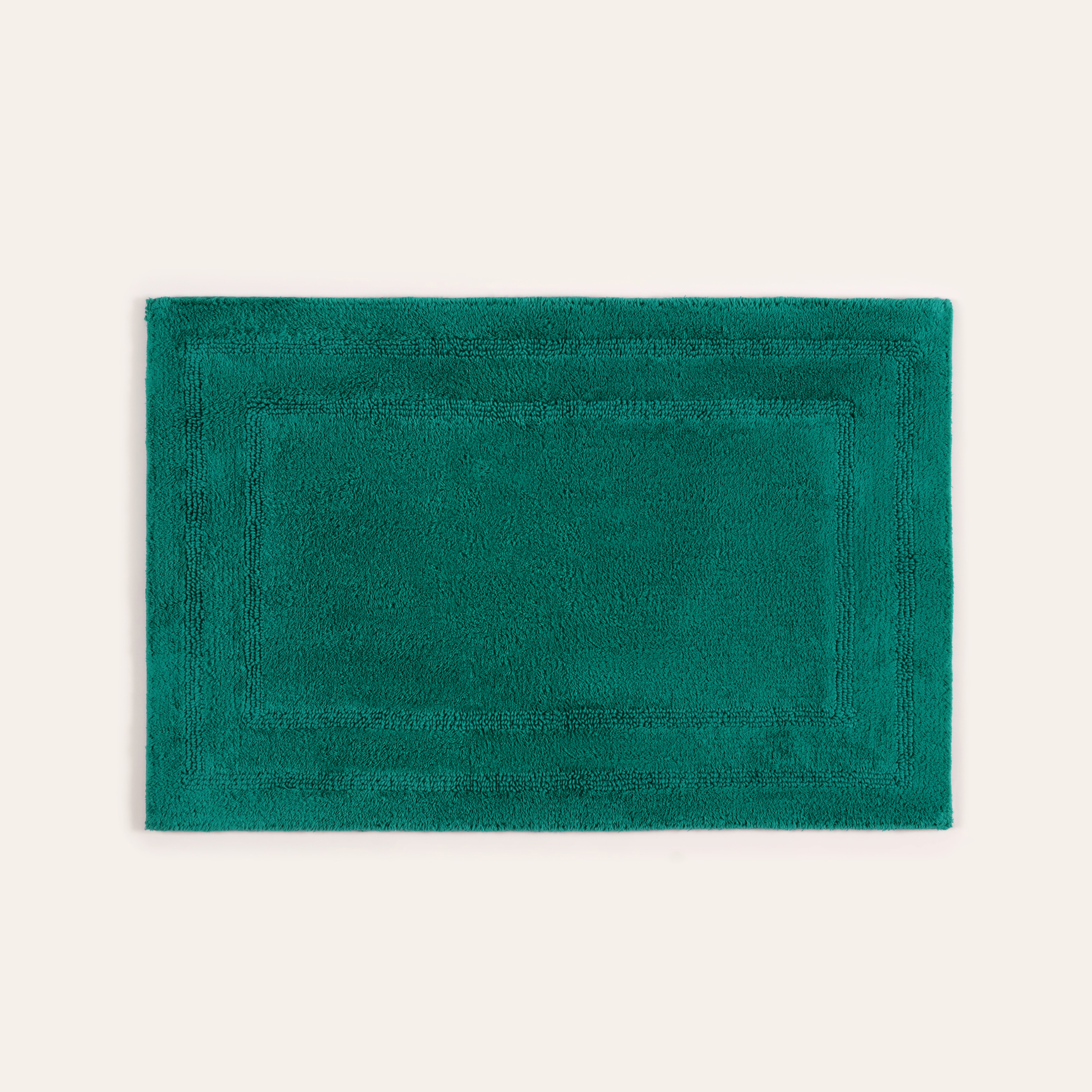 Solıd Çift Taraflı Pamuk %100 Pamuk Banyo Paspası 60x90 Cm Koyu Yeşil