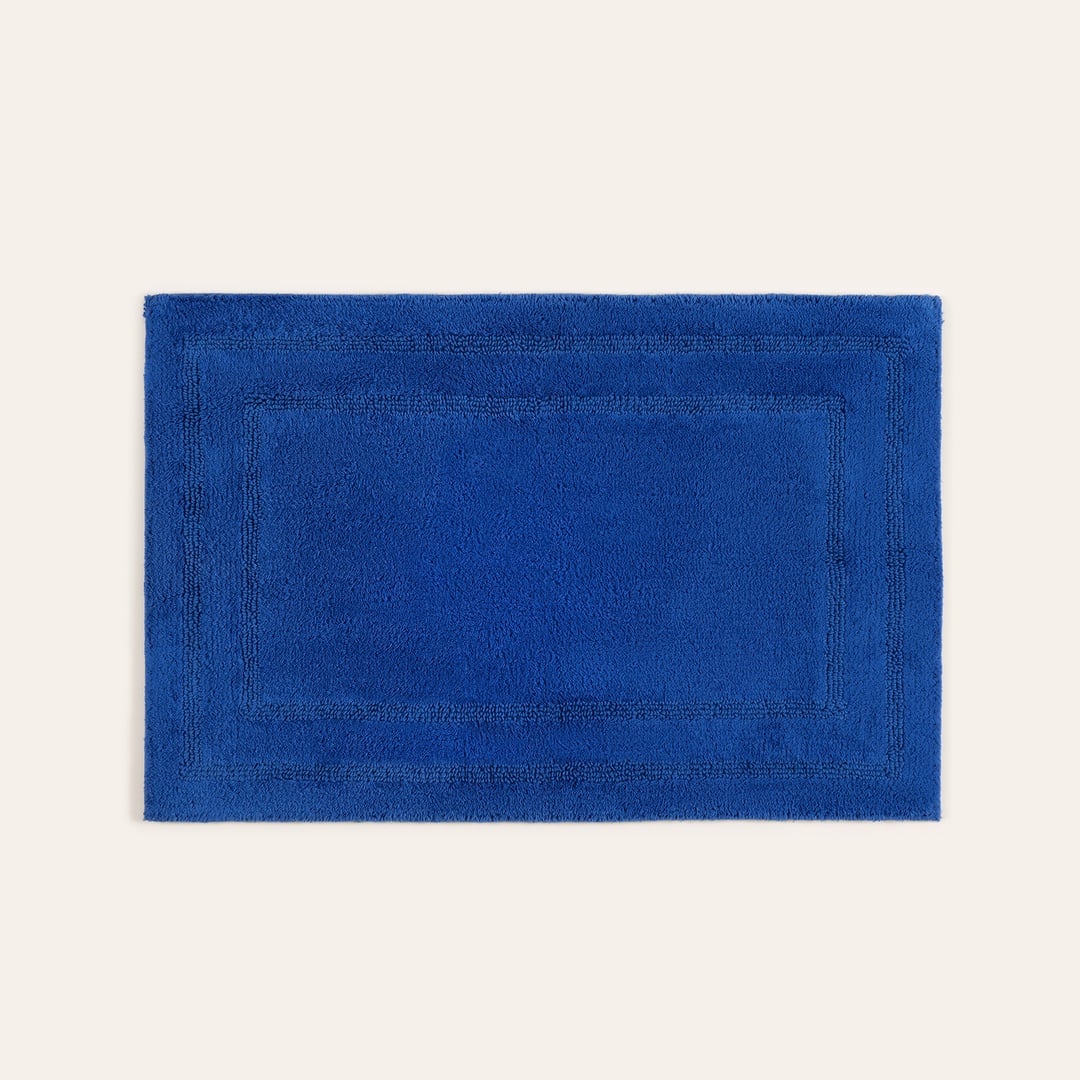 Solıd Çift Taraflı Pamuk %100 Pamuk Banyo Paspası 70x120 Cm Koyu Mavi