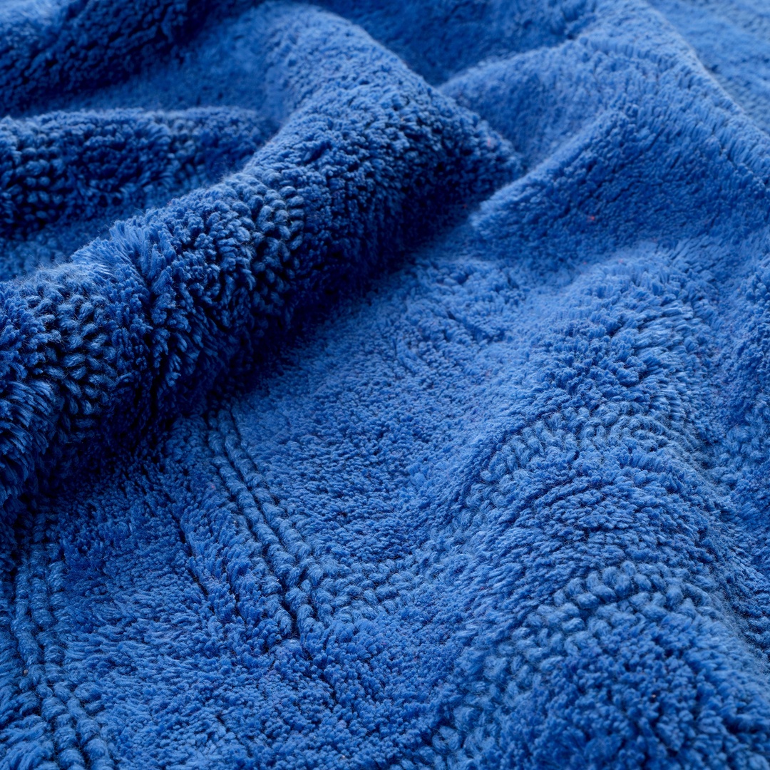 Solıd Reversıble Cotton %100 Cotton Bath Mat 40x60 Cm Dark Blue