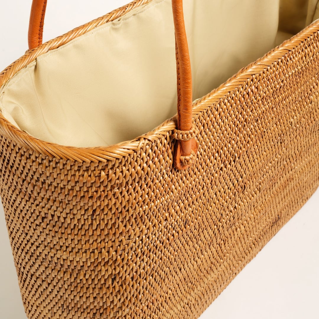 Flores Su Sümbülü - Deniz Çayırı Çanta 40x25 Cm Natural