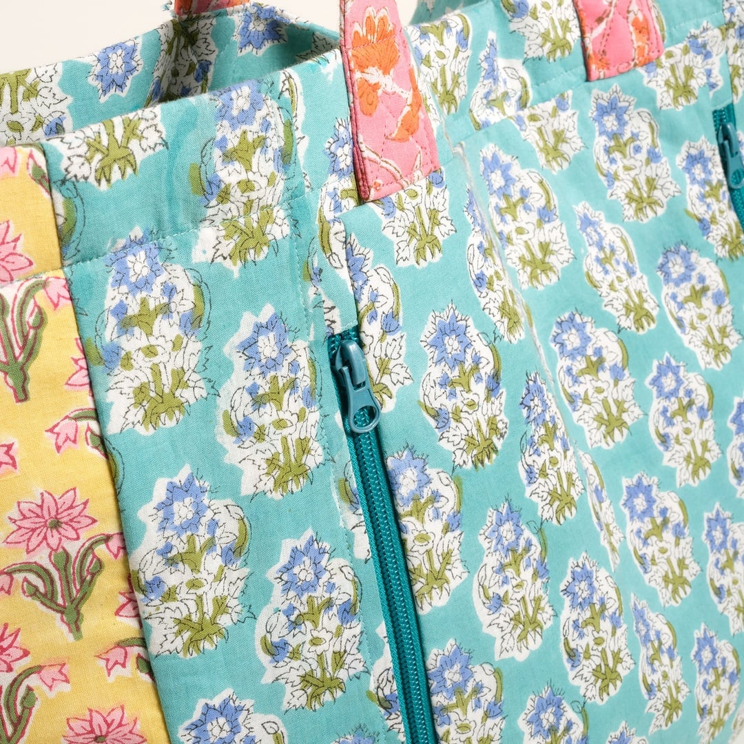 Rajpath El Baskısı Çanta 42x38x14 Cm Turkuaz