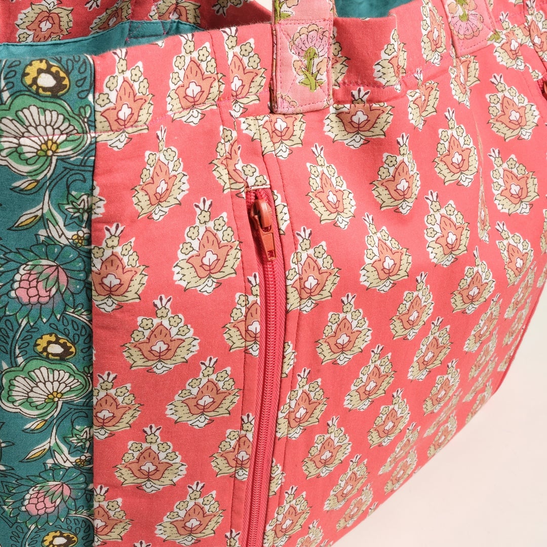 Rajpath El Baskısı Çanta 42x38x14 Cm Mercan