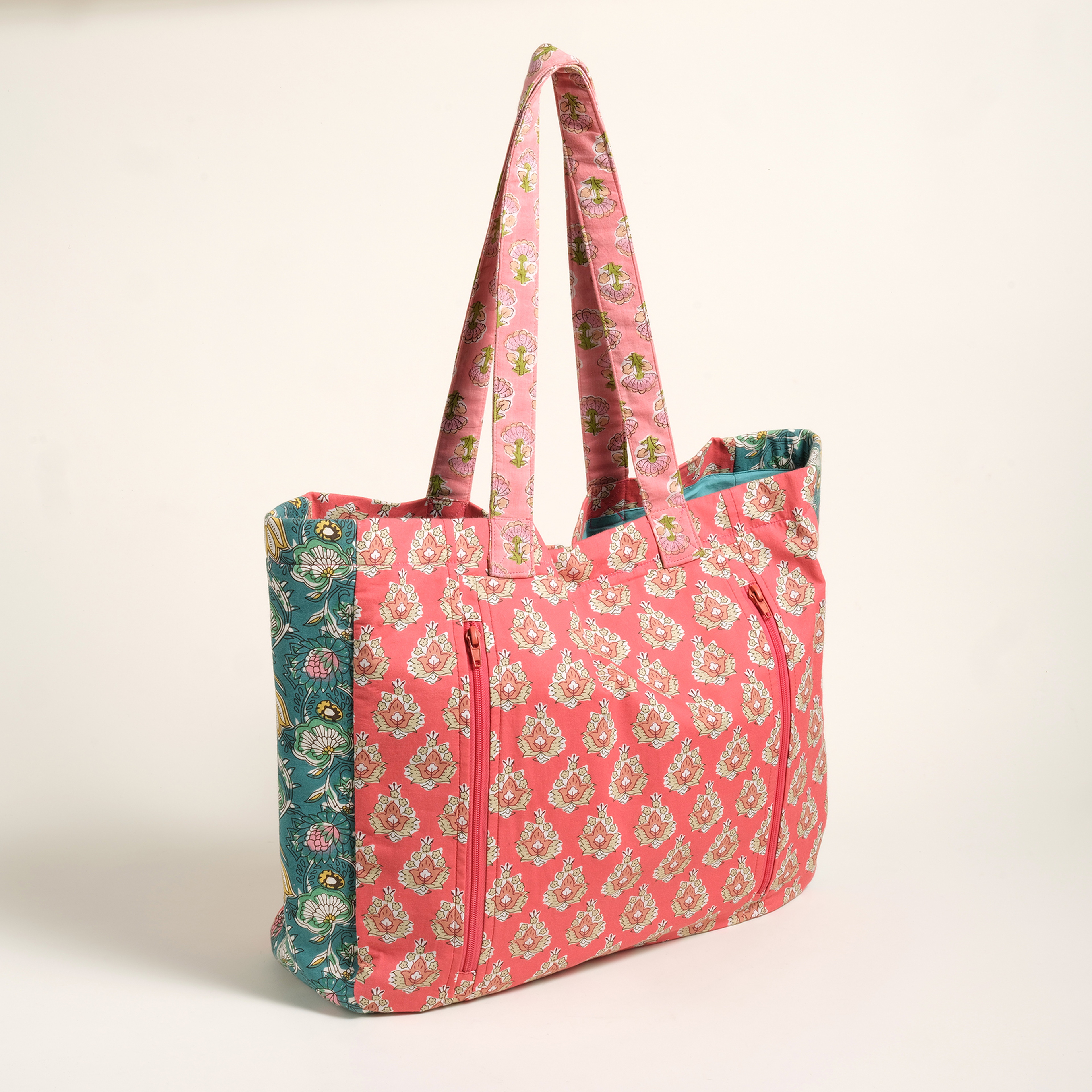 Rajpath El Baskısı Çanta 42x38x14 Cm Mercan