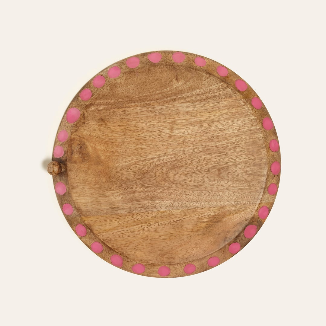 Lakrı Mango Ağacı Sunum Tahtası 30x30x2 Cm Fuşya