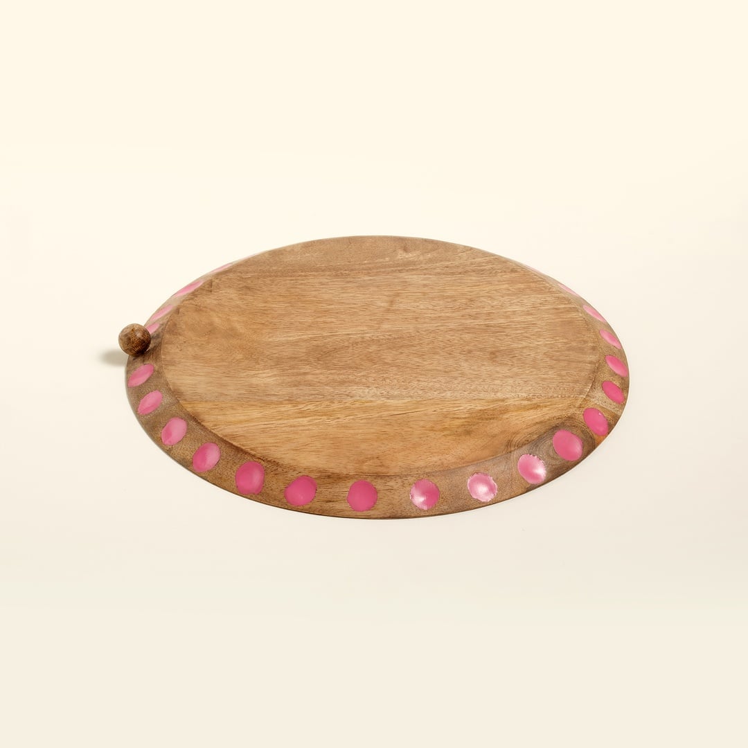 Lakrı Mango Ağacı Sunum Tahtası 30x30x2 Cm Fuşya