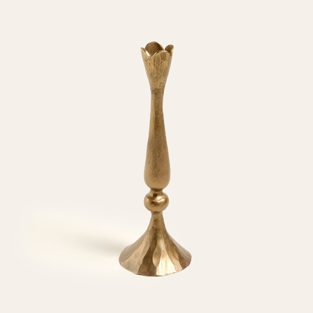 Lotus Altın Metal Şamdan 7x7x21 Cm