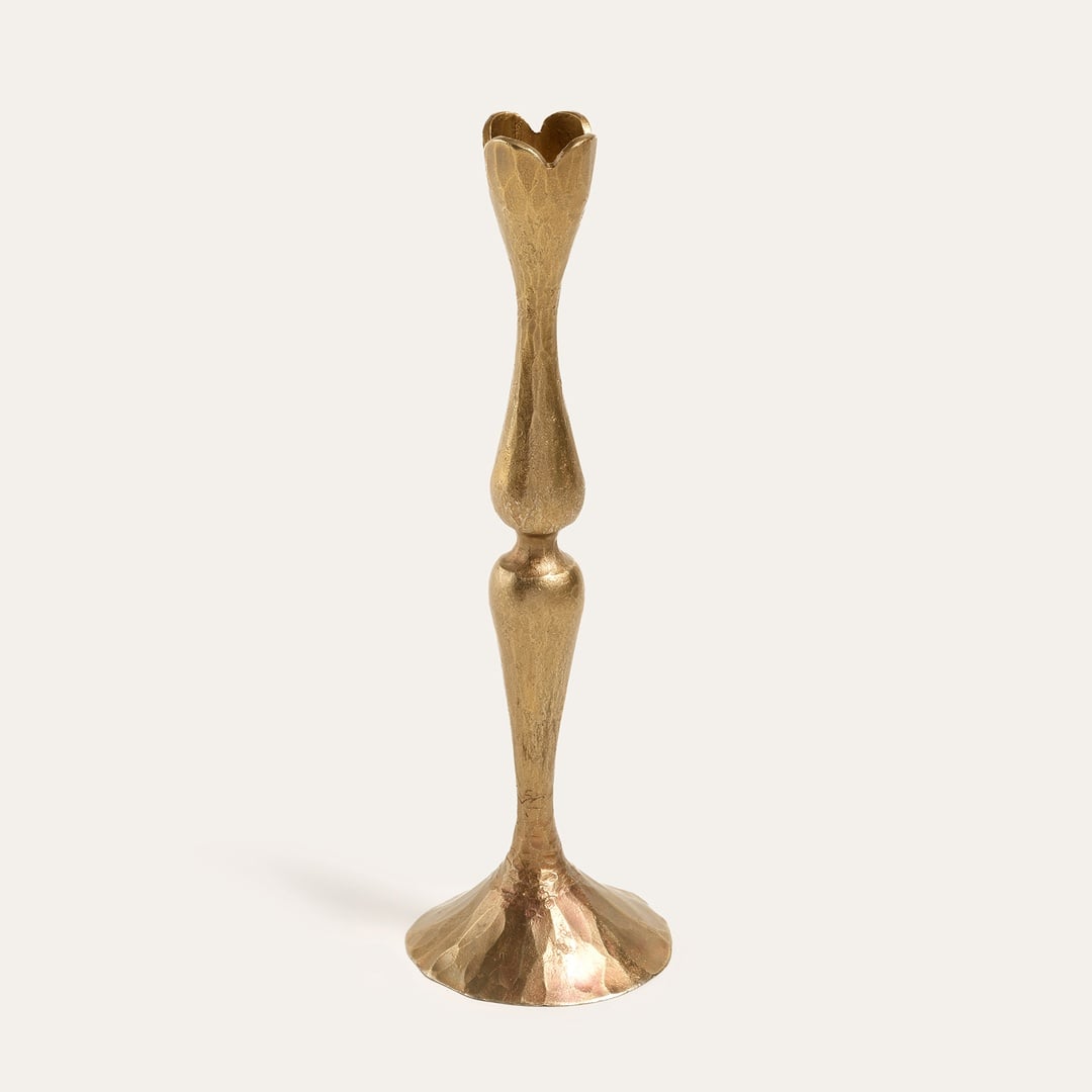 Lotus Metal Şamdan 7x7x24 Cm Altın