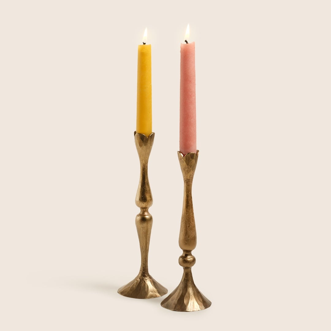 Lotus Metal Şamdan 7x7x24 Cm Altın