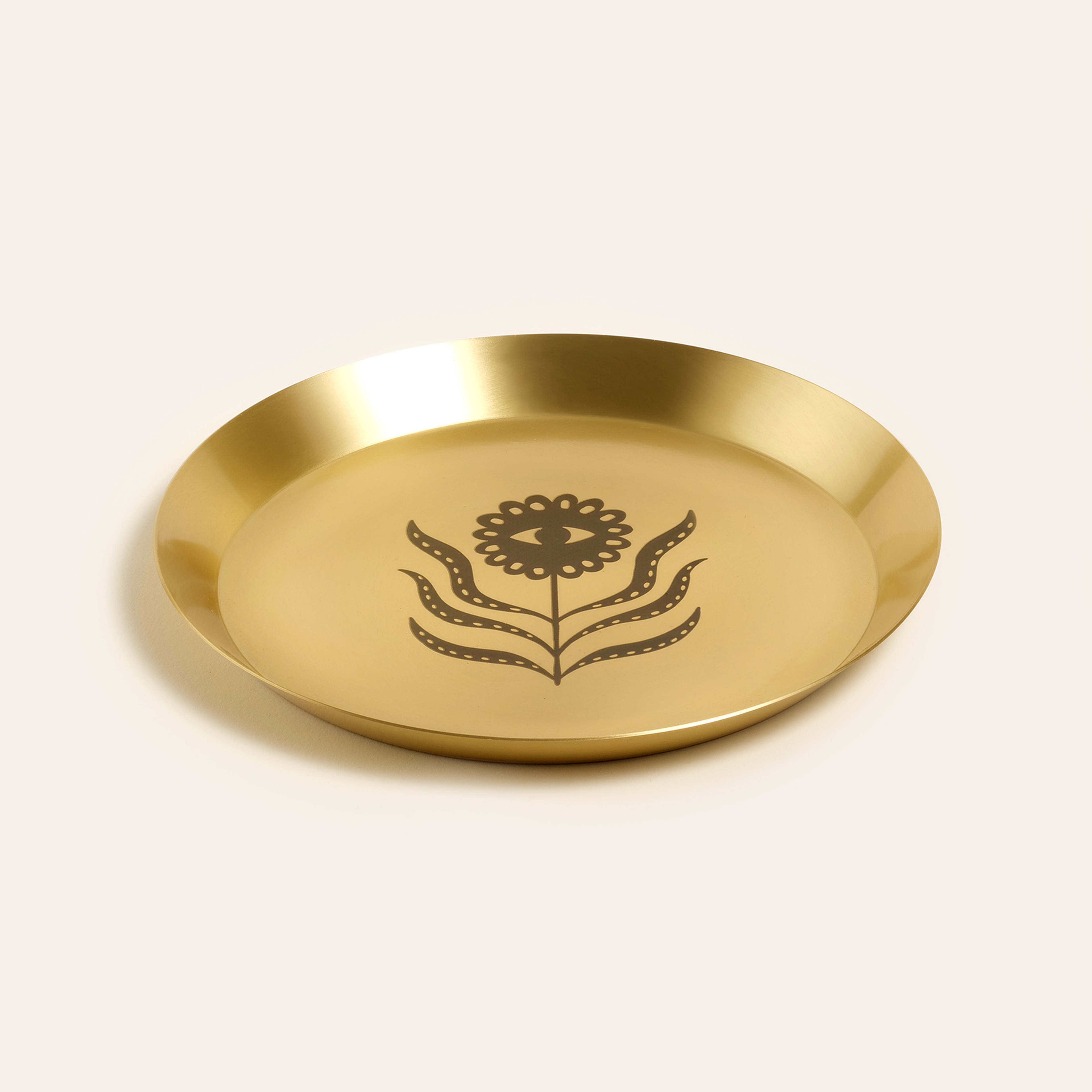 Emirgan Pirinç Tabak 18x18x2 Cm Mat Altın