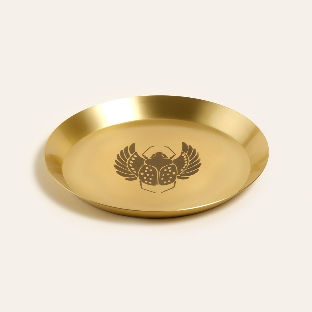 Emirgan Pirinç Tabak 18x18x2 Cm Mat Altın