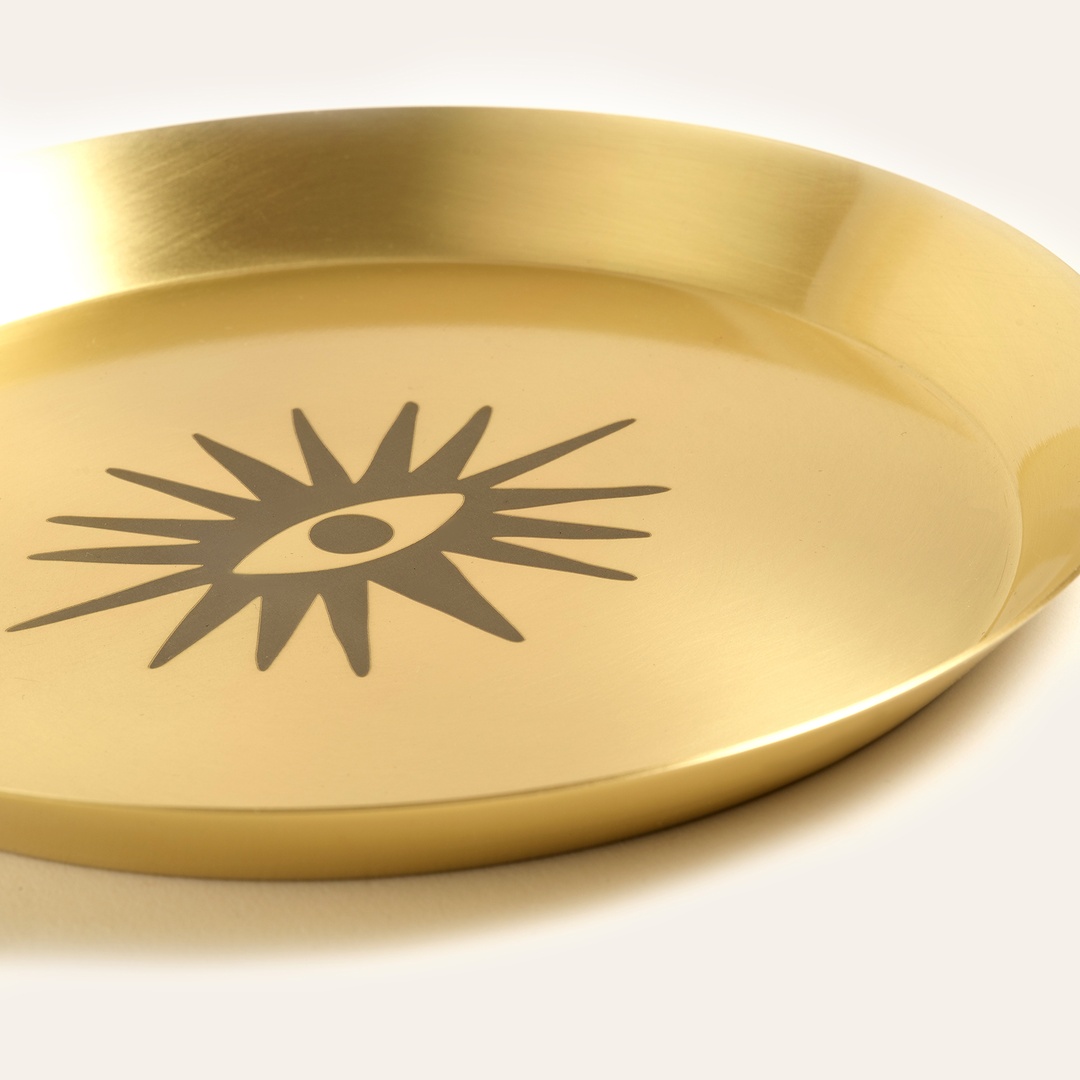 Emirgan Pirinç Tabak 18x18x2 Cm Mat Altın