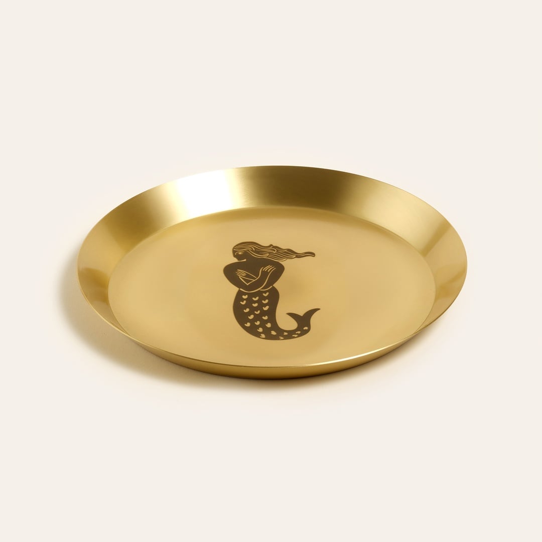 Emirgan Pirinç Tabak 18x18x2 Cm Mat Altın