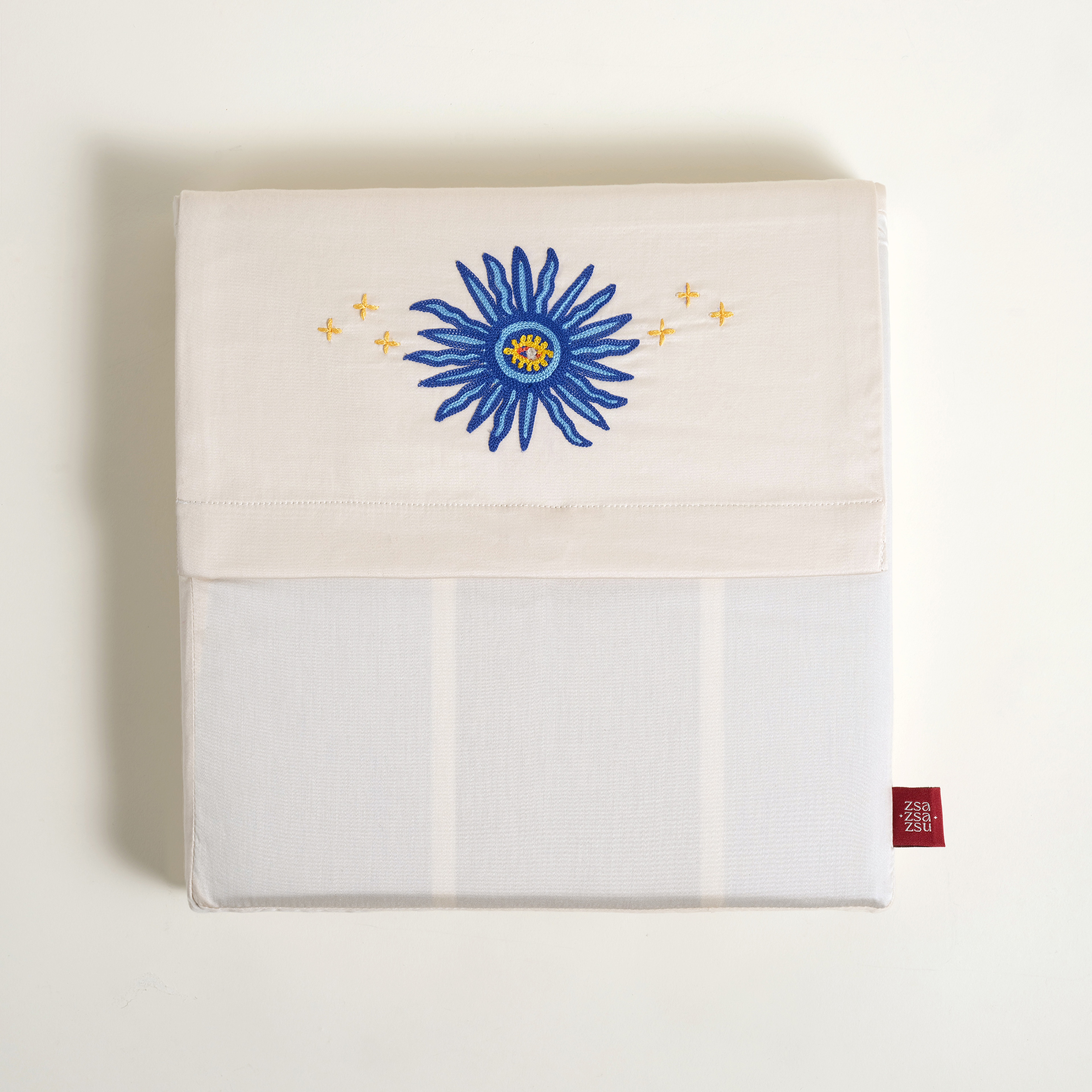 Lahor 300 Tc Kıng Sıze Pamuk Saten Nevresim Seti 240x220 Cm Mavi - Beyaz