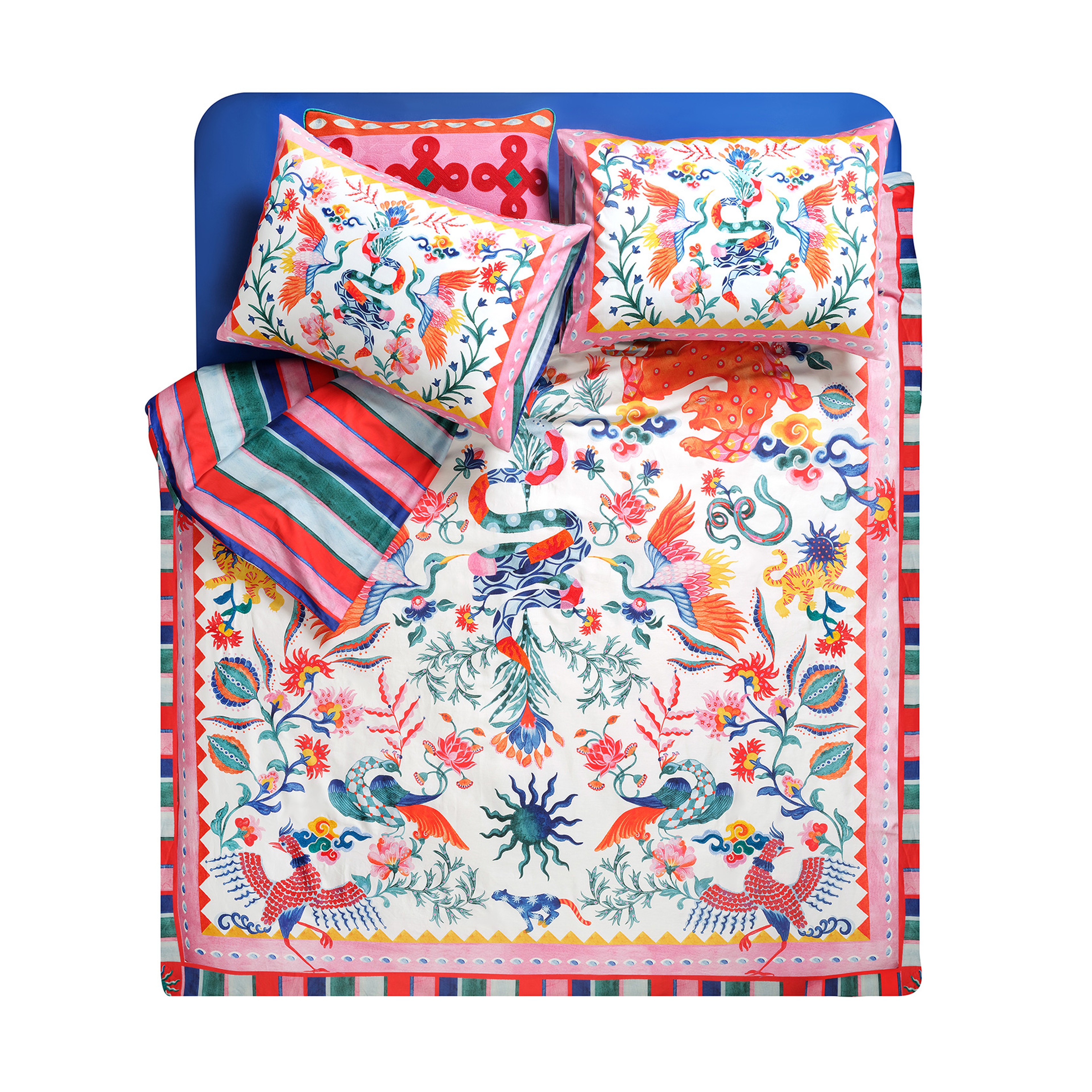 Lahor 300 Tc E.kıng Sıze Pamuk Saten Nevresim Seti 260x220 Cm Renkli