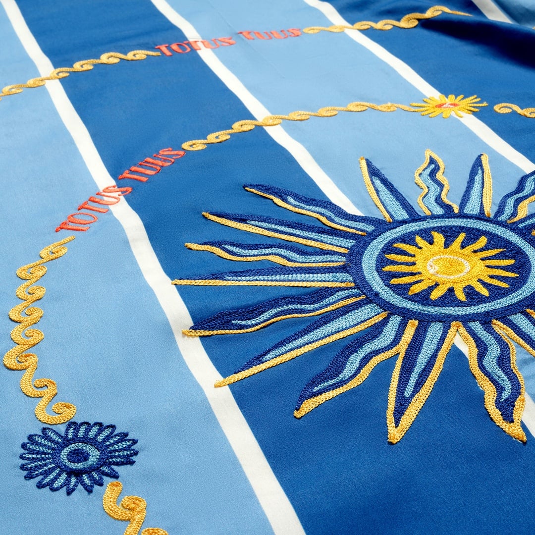 Lahor 300 Tc E.kıng Sıze Pamuk Saten Nevresim Seti 260x220 Cm Mavi - Beyaz