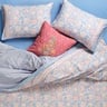 Lahor Mavi - Fuşya Çift Kişilik Pamuk Percale Nevresim Takımı