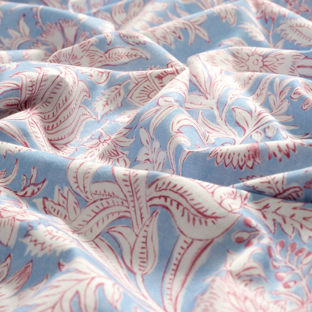 Lahor 200 Tc E.kıng Sıze Pamuk Percale Nevresim Takımı 260x220 Cm Mavi - Fuşya