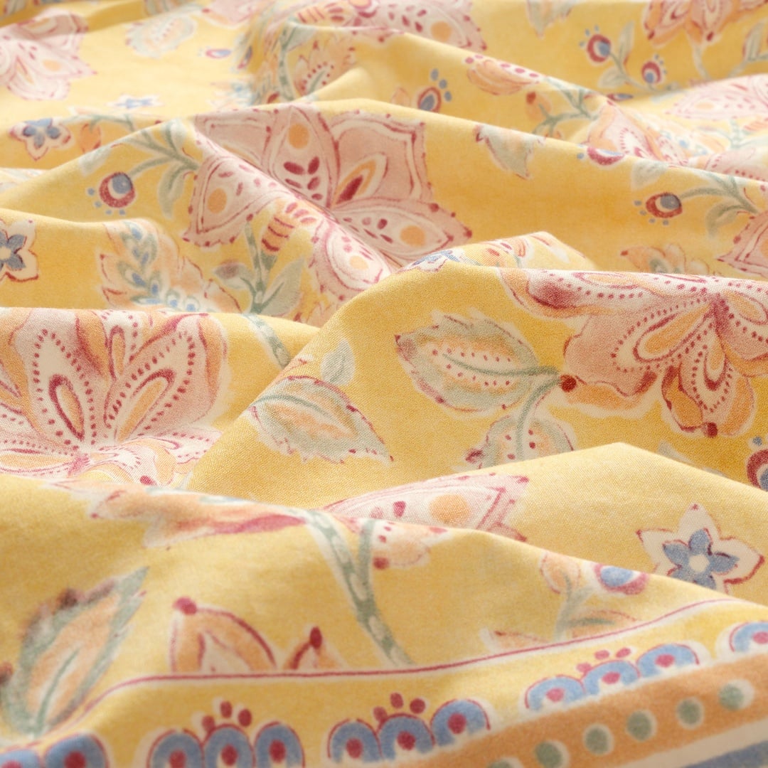 Lahor 200 Tc Kıng Sıze Pamuk Percale Nevresim Takımı 240x220 Cm Sarı