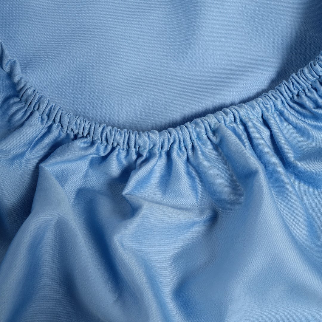 Solıd 300 Tc Tek Kişilik Pamuk Saten %100 Pamuk Saten Lastikli Çarşaf 100x200 Cm Mavi