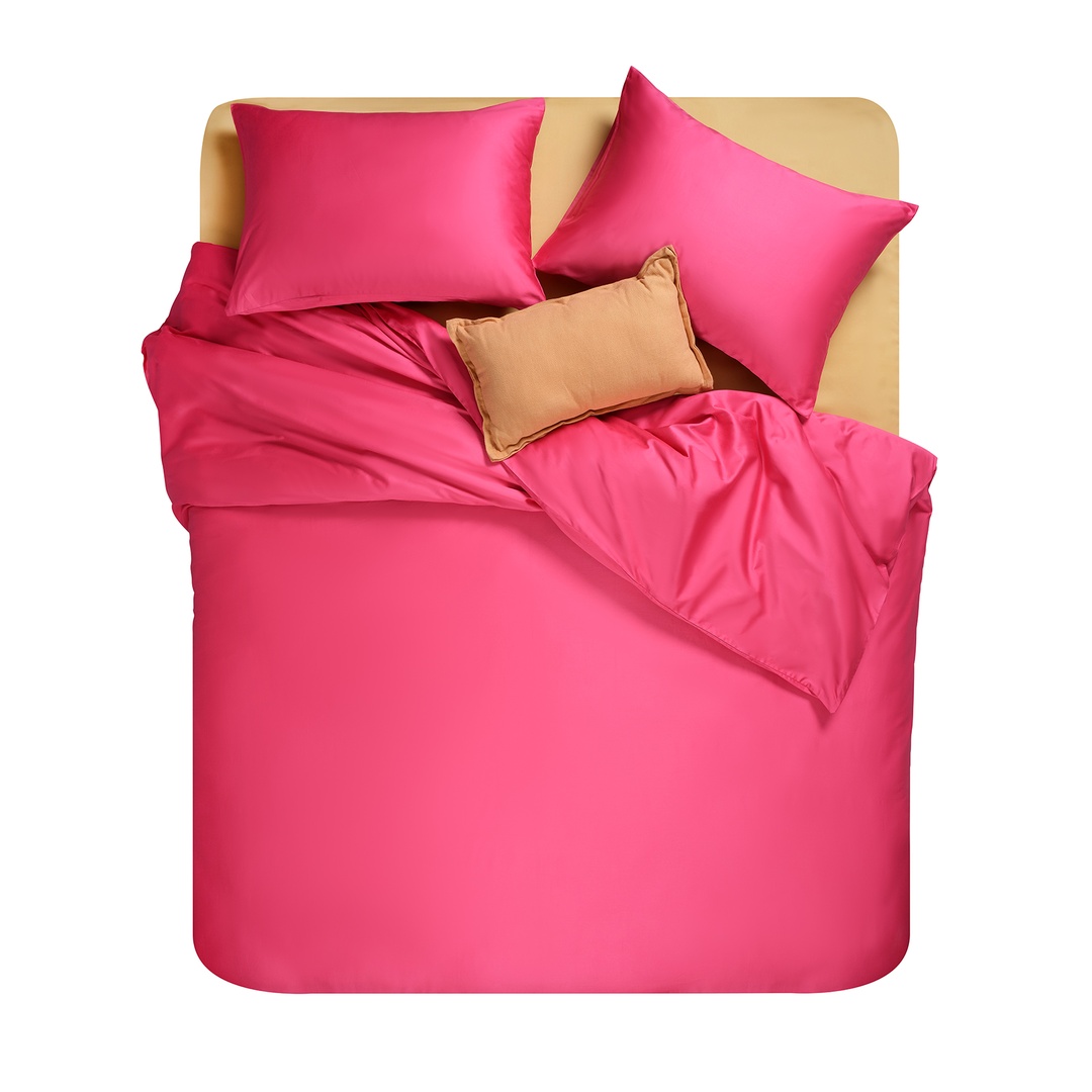 Solıd 300 Tc Çift Kişilik Pamuk Saten %100 Pamuk Saten Nevresim Seti 200x220 Cm Fuşya