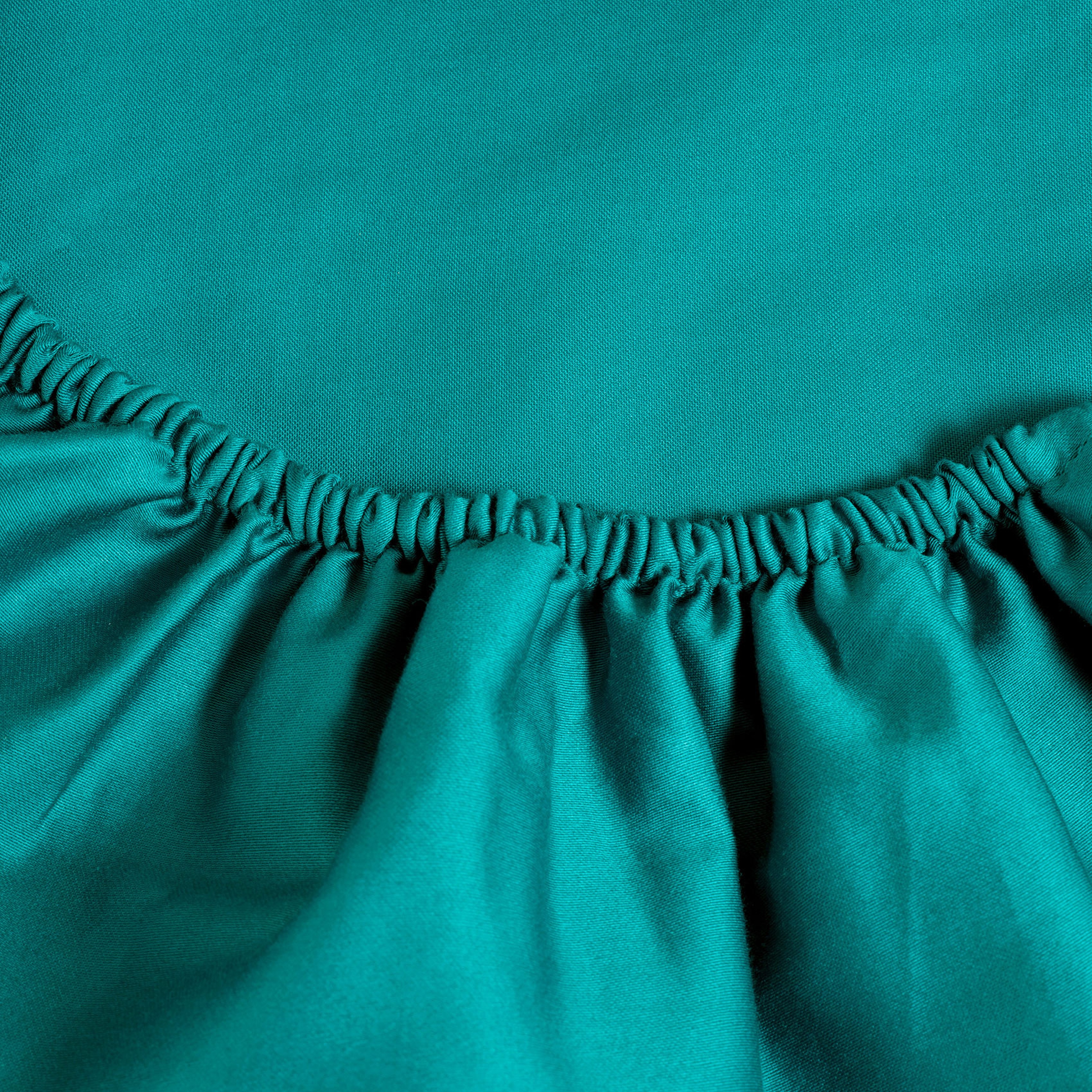 Solıd 300 Tc Çift Kişilik Pamuk Saten %100 Pamuk Saten Lastikli Çarşaf 160x200 Cm Koyu Yeşil