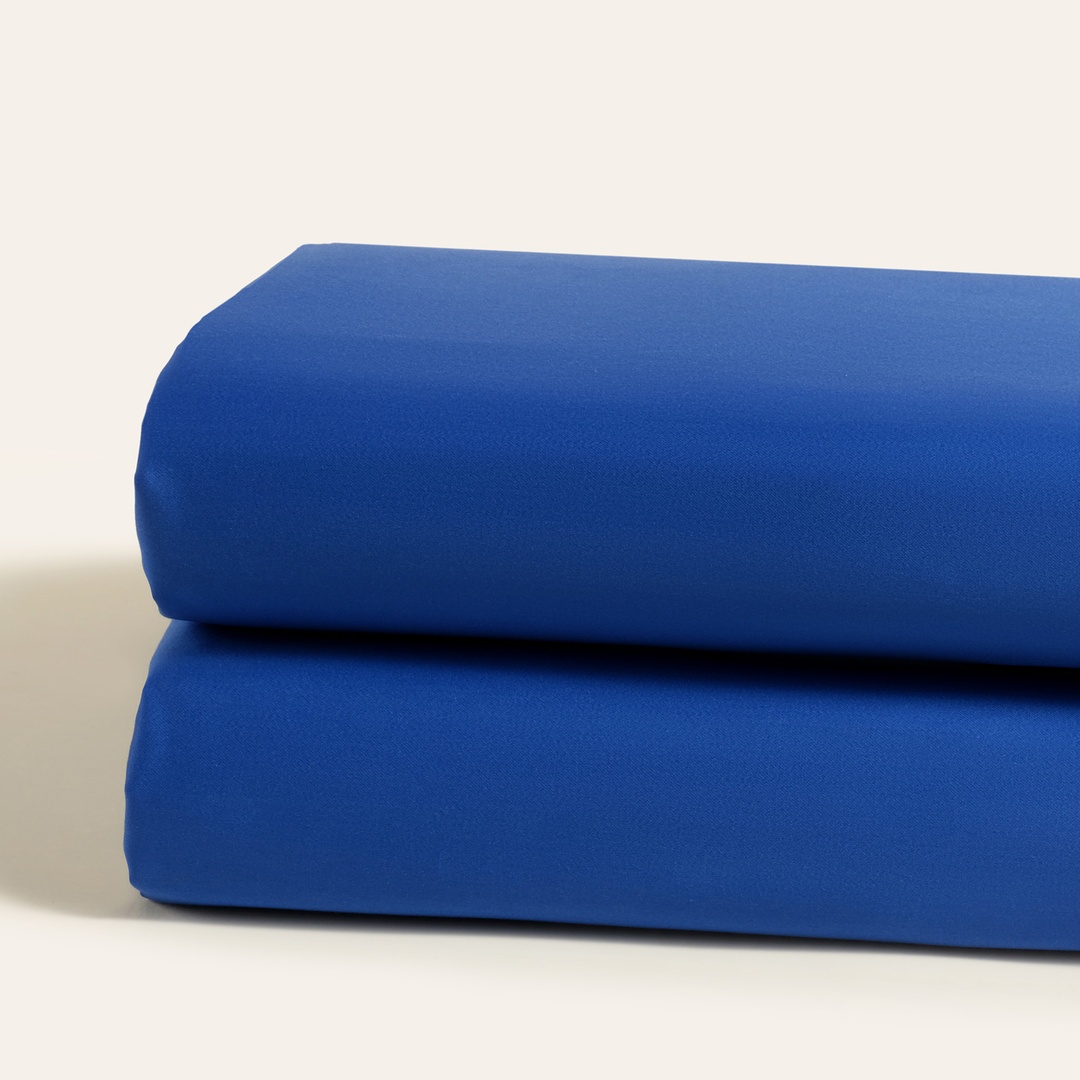 Solıd 300 Tc Çift Kişilik Pamuk Saten %100 Pamuk Saten Lastikli Çarşaf 160x200 Cm Koyu Mavi