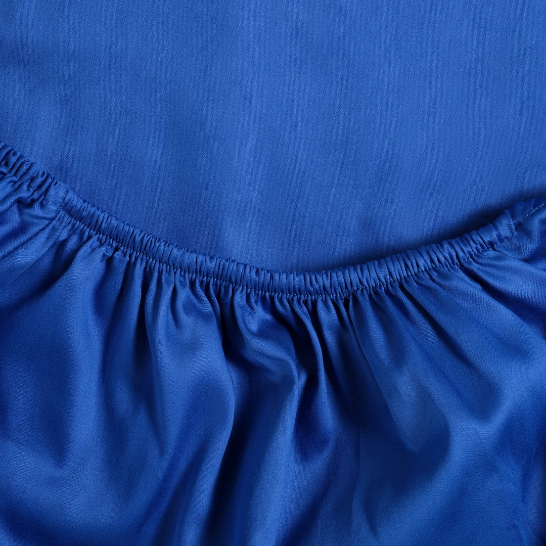 Solıd 300 Tc Queen Sıze Pamuk Saten %100 Pamuk Saten Lastikli Çarşaf 180x200 Cm Koyu Mavi