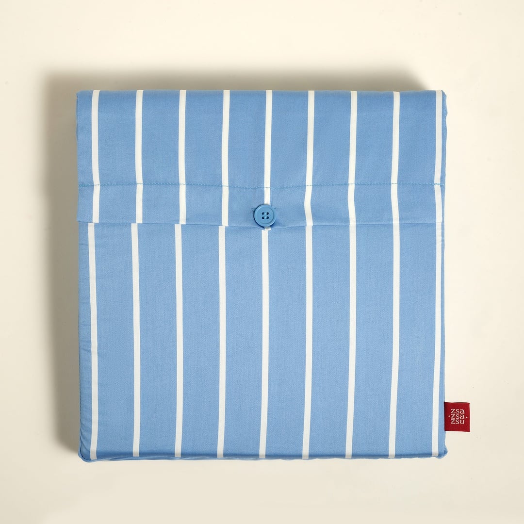 Solıd 300 Tc Geniş Çizgili Çift Kişilik Pamuk Saten Nevresim Seti 200x220 Cm Mavi