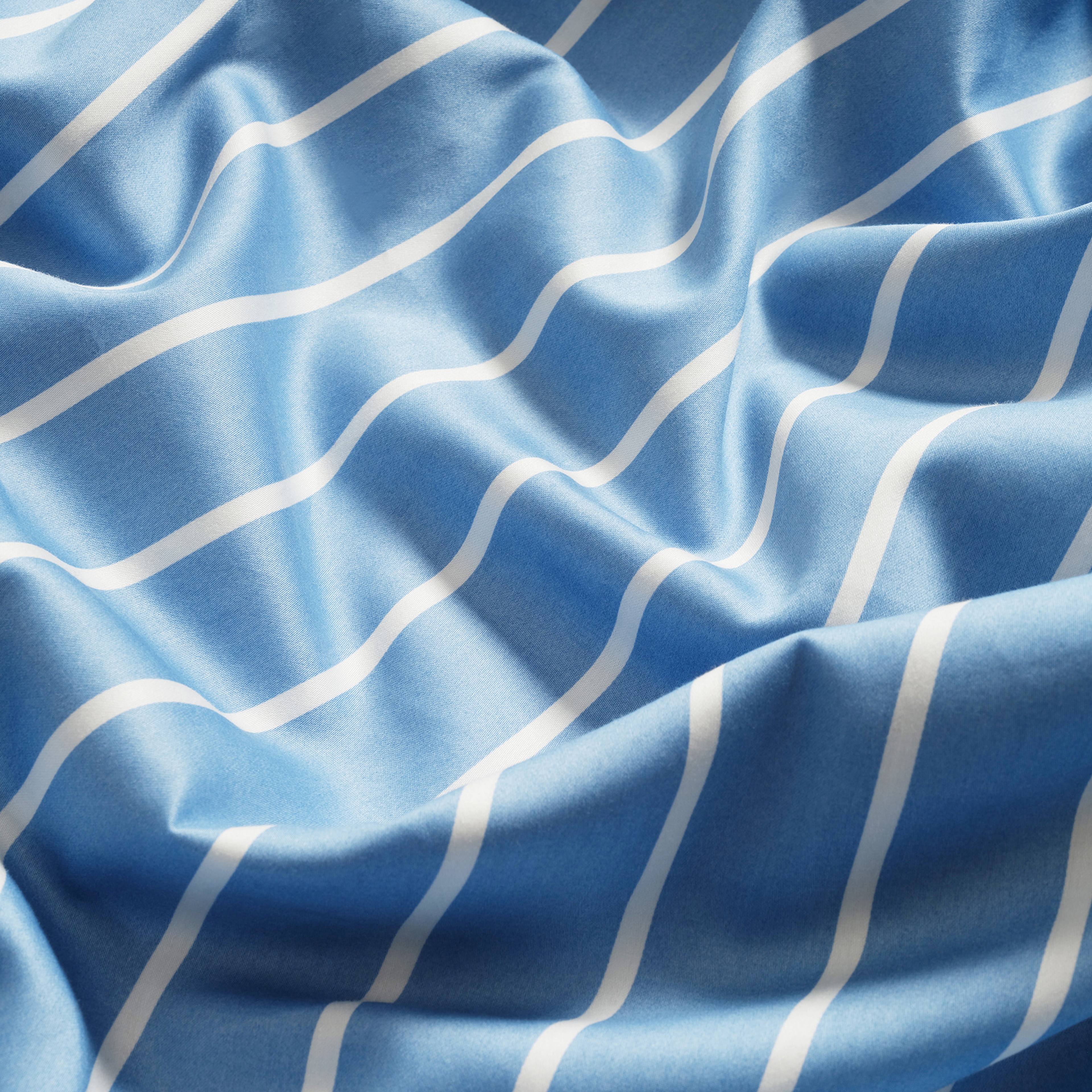 Solıd 300 Tc Geniş Çizgili Çift Kişilik Pamuk Saten Nevresim Seti 200x220 Cm Mavi