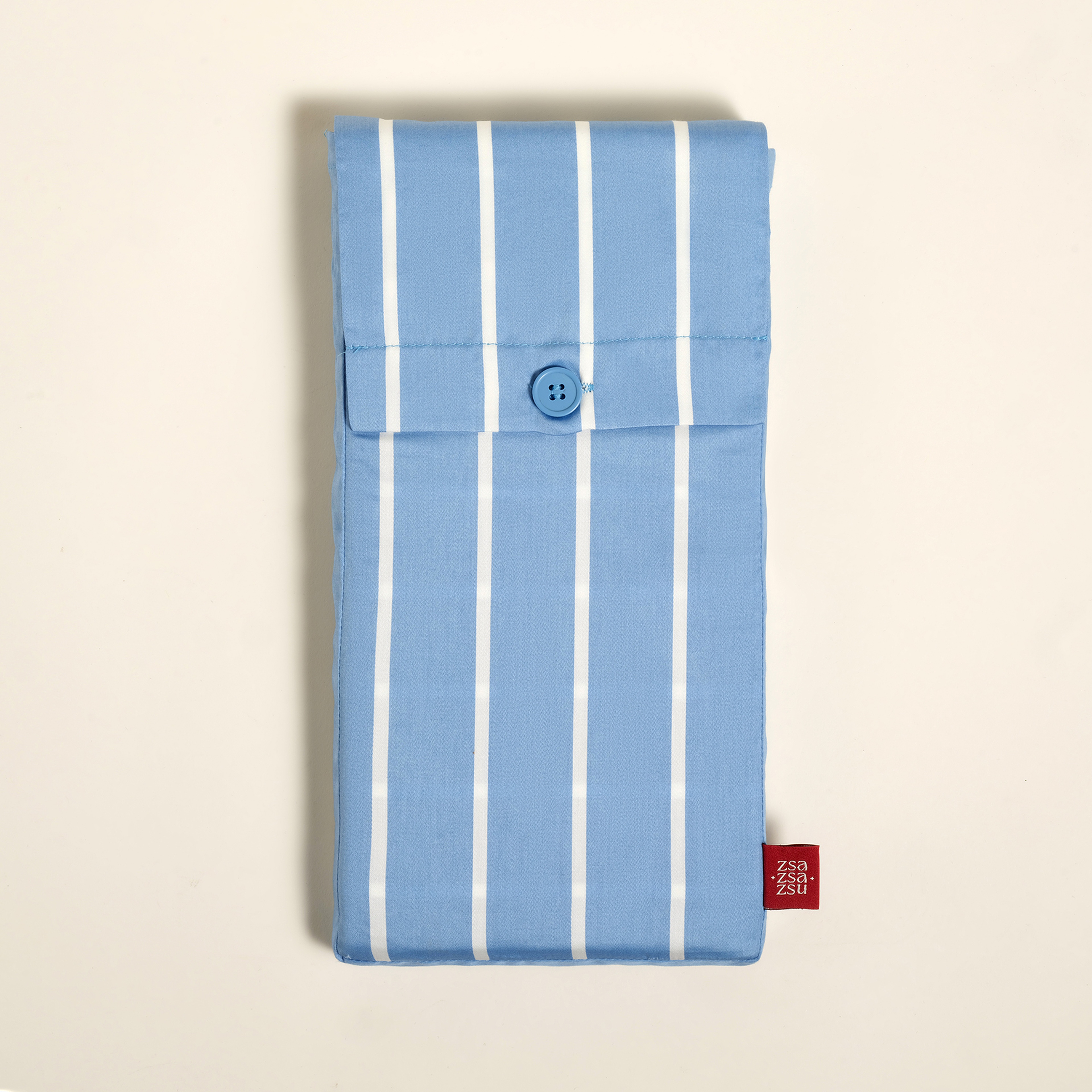 Solıd Geniş Çizgili 300 Tc Oxford 2'li Pamuk Saten Yastık Kılıfı 50x70+2 Cm Mavi