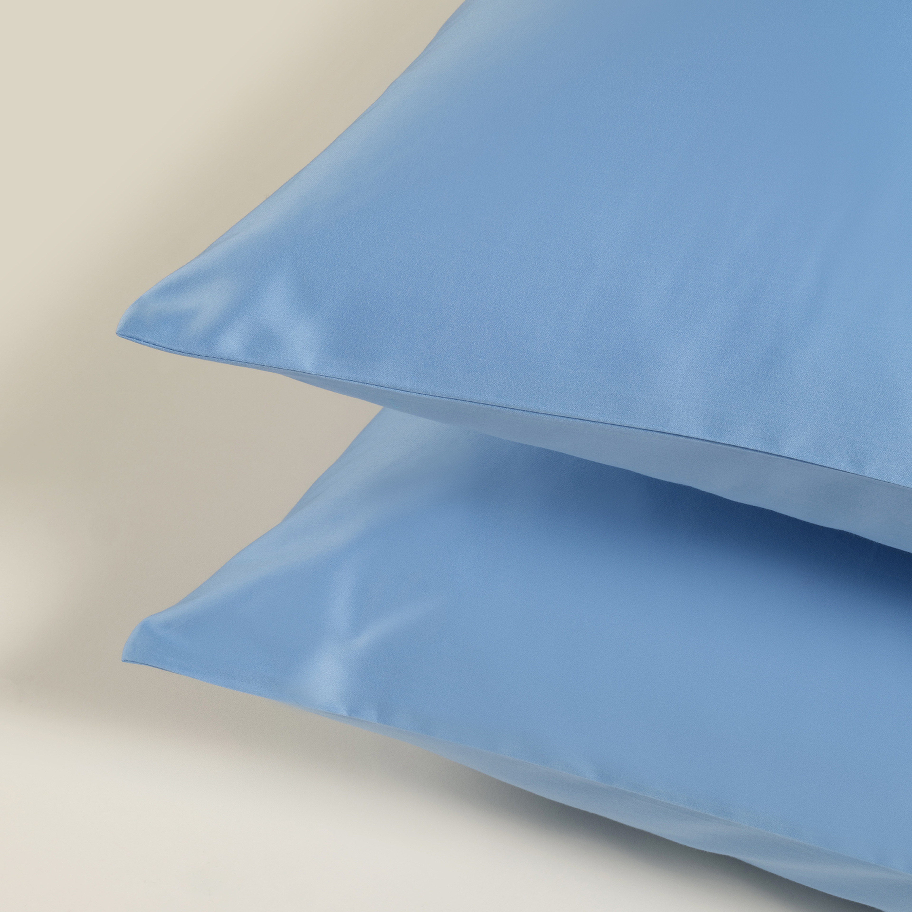 Solıd Mavi 2'li Pamuk Saten Yastık Kılıfı