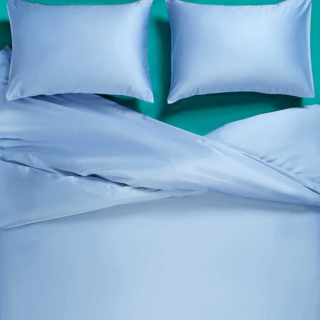 Solıd Mavi 2'li Pamuk Saten Yastık Kılıfı