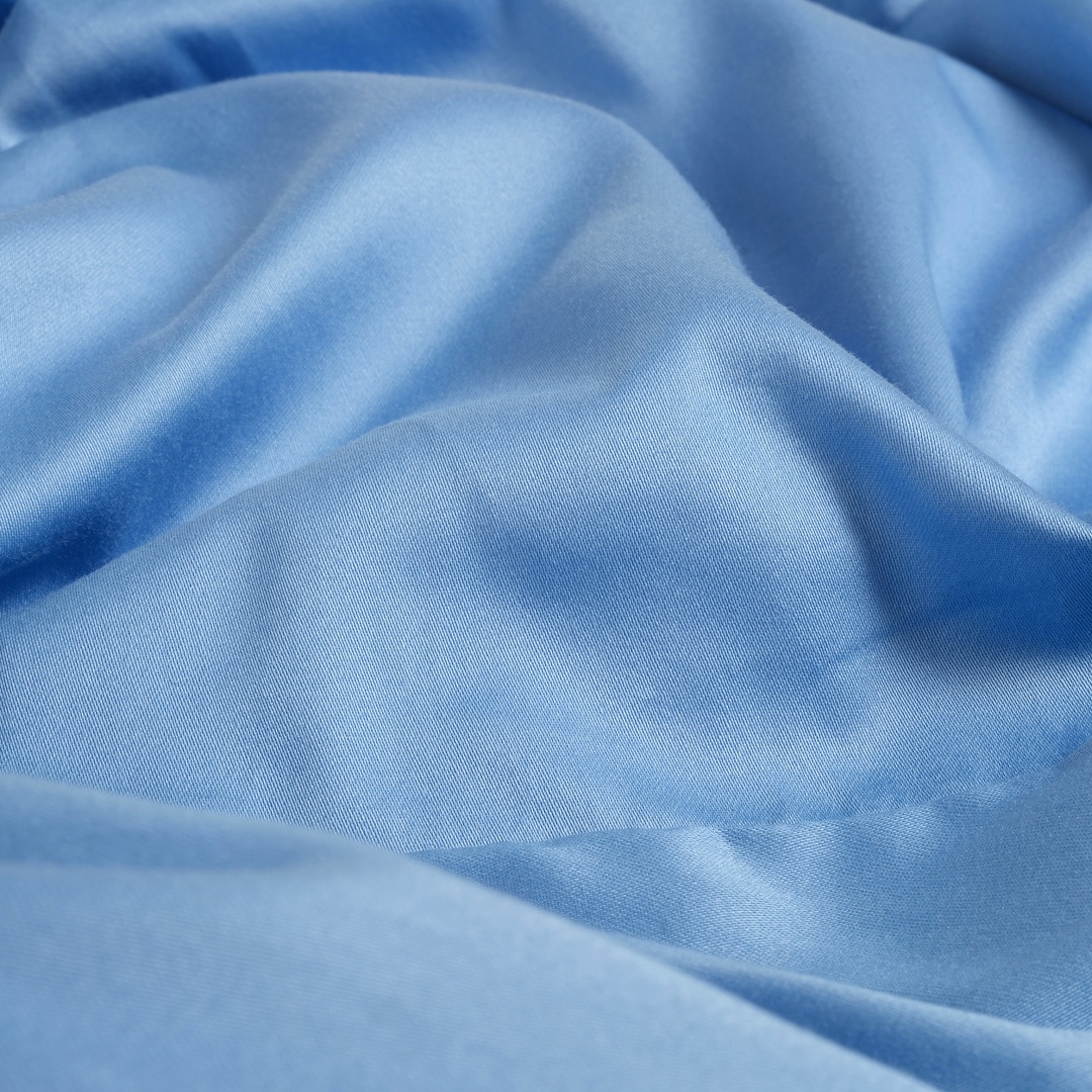 Solıd Mavi Kıng Sıze Pamuk Saten Lastikli Çarşaf