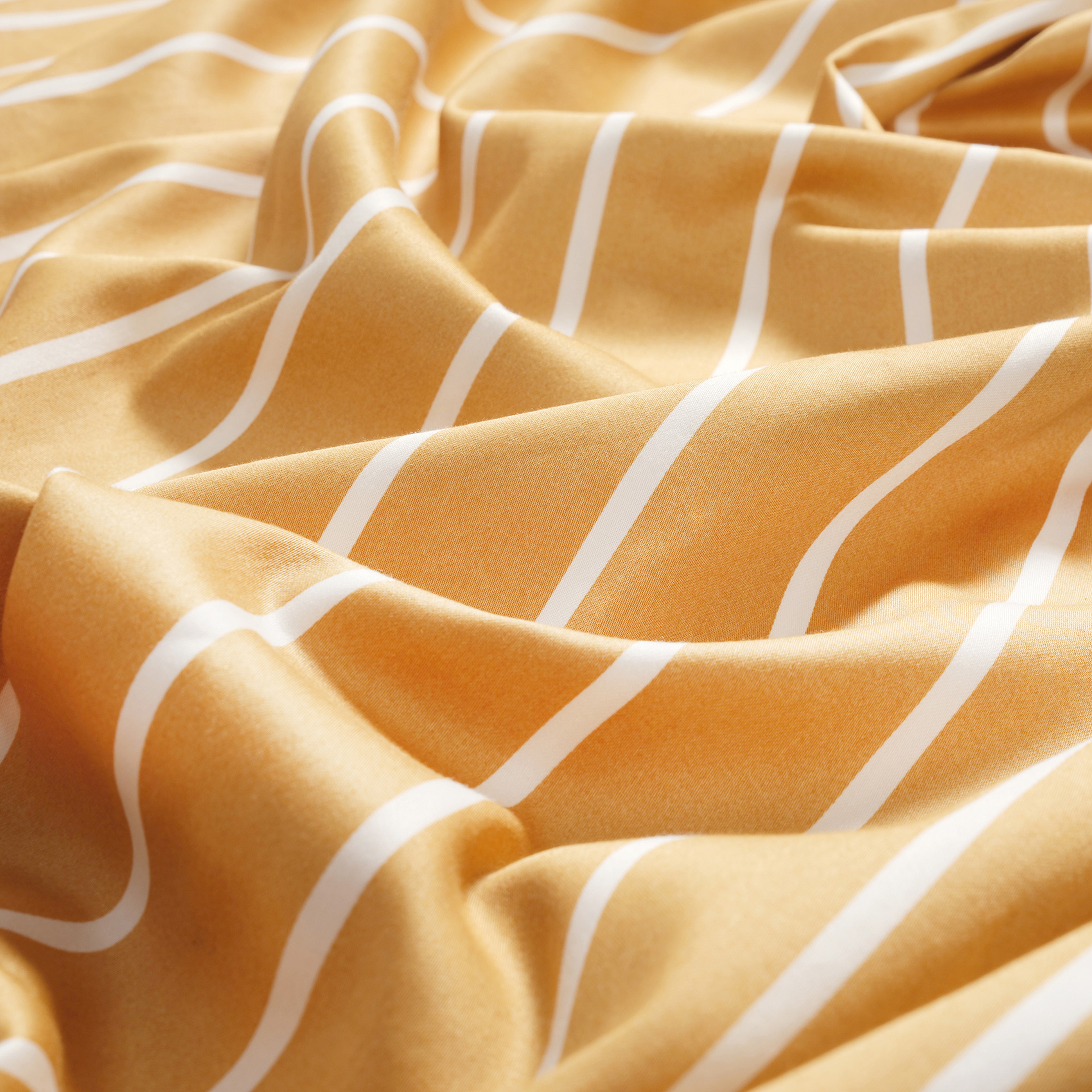Solıd 300 Tc Geniş Çizgili Tek Kişilik Pamuk Saten Nevresim Seti 160x220 Cm Sarı