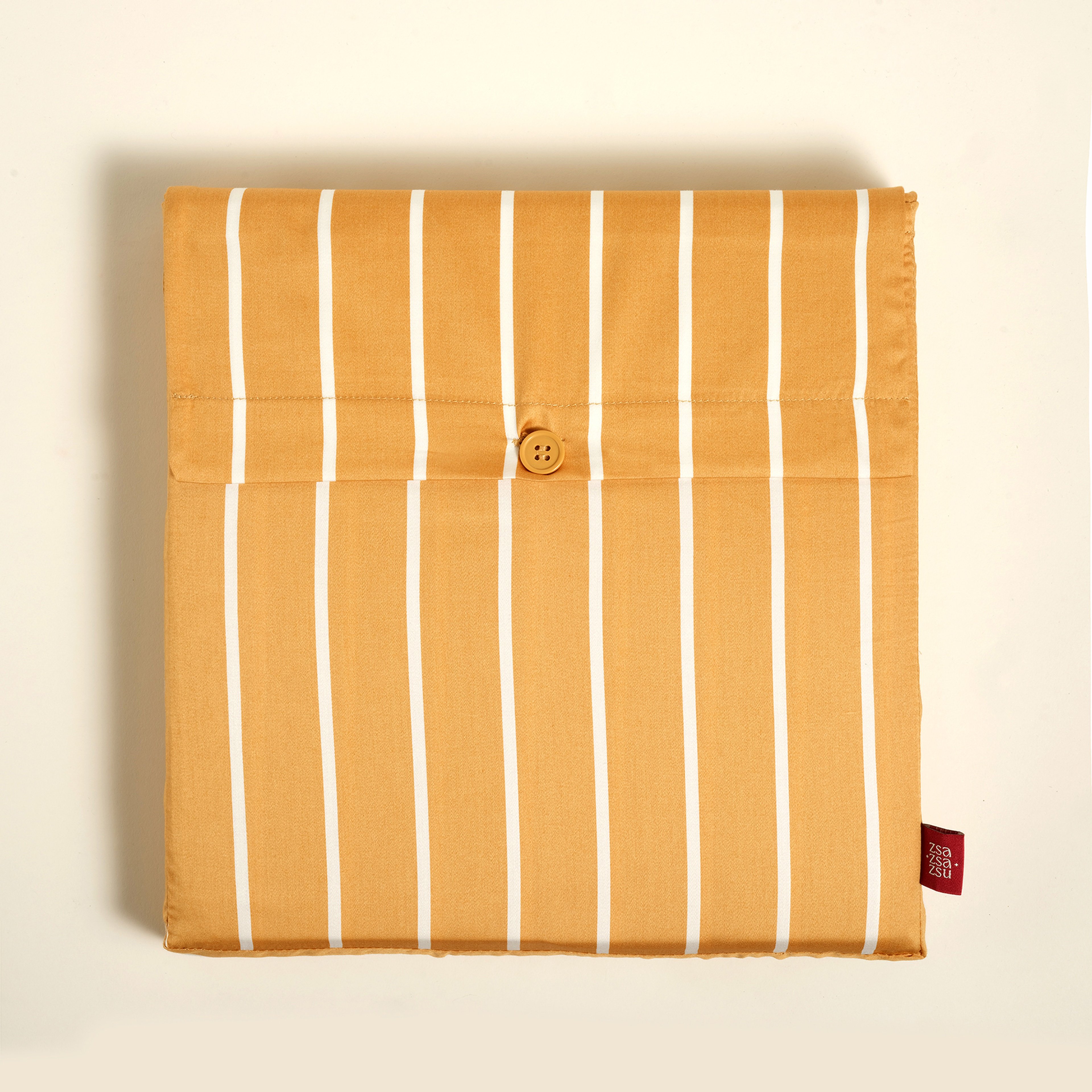 Solıd 300 Tc Geniş Çizgili Tek Kişilik Pamuk Saten Nevresim Seti 160x220 Cm Sarı