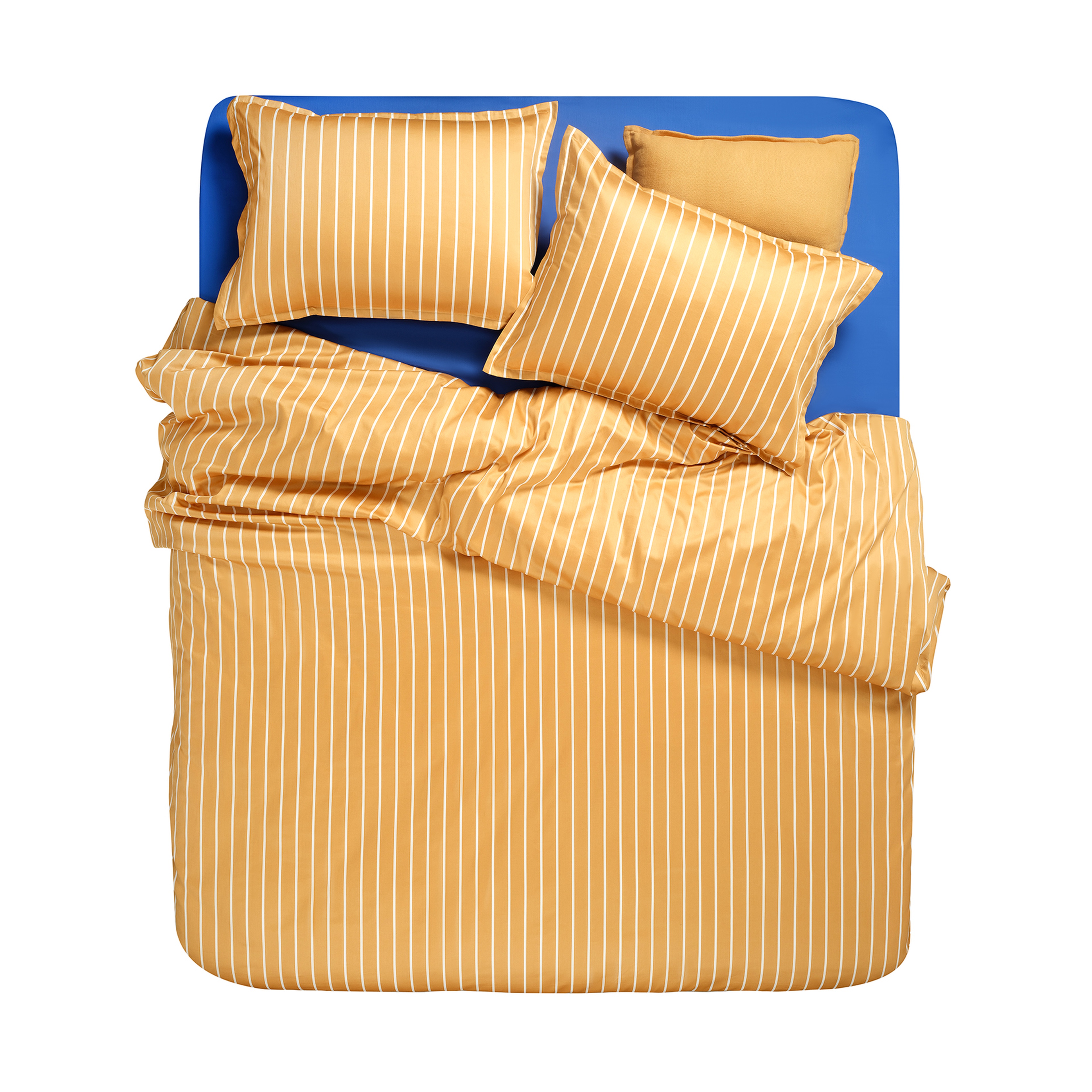 Solıd 300 Tc Geniş Çizgili Kıng Sıze Pamuk Saten Nevresim Seti 240x220 Cm Sarı