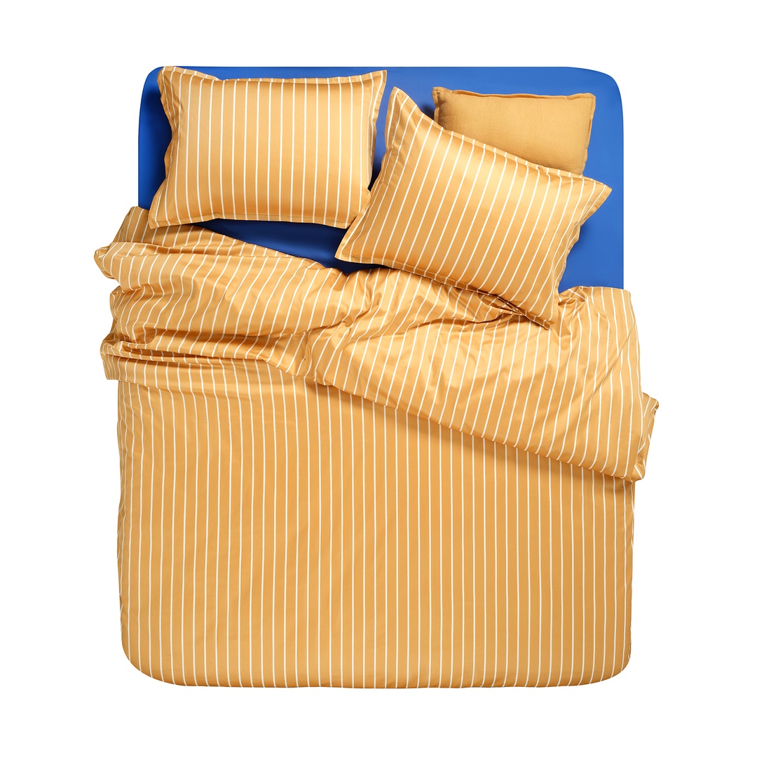 Solıd Sarı Çift Kişilik Pamuk Saten Nevresim Seti