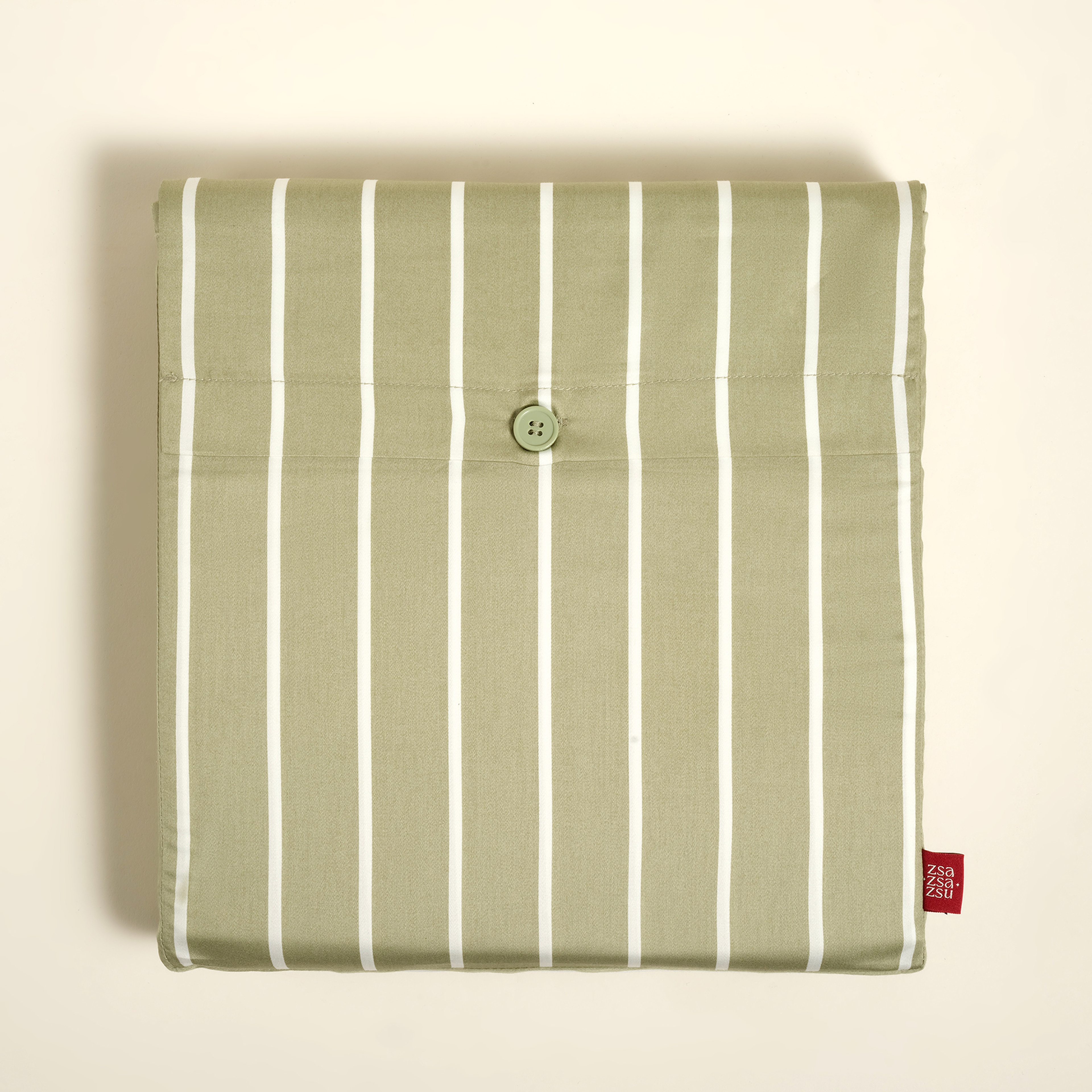 Solıd 300 Tc Geniş Çizgili Çift Kişilik Pamuk Saten Nevresim Seti 200x220 Cm Yeşil