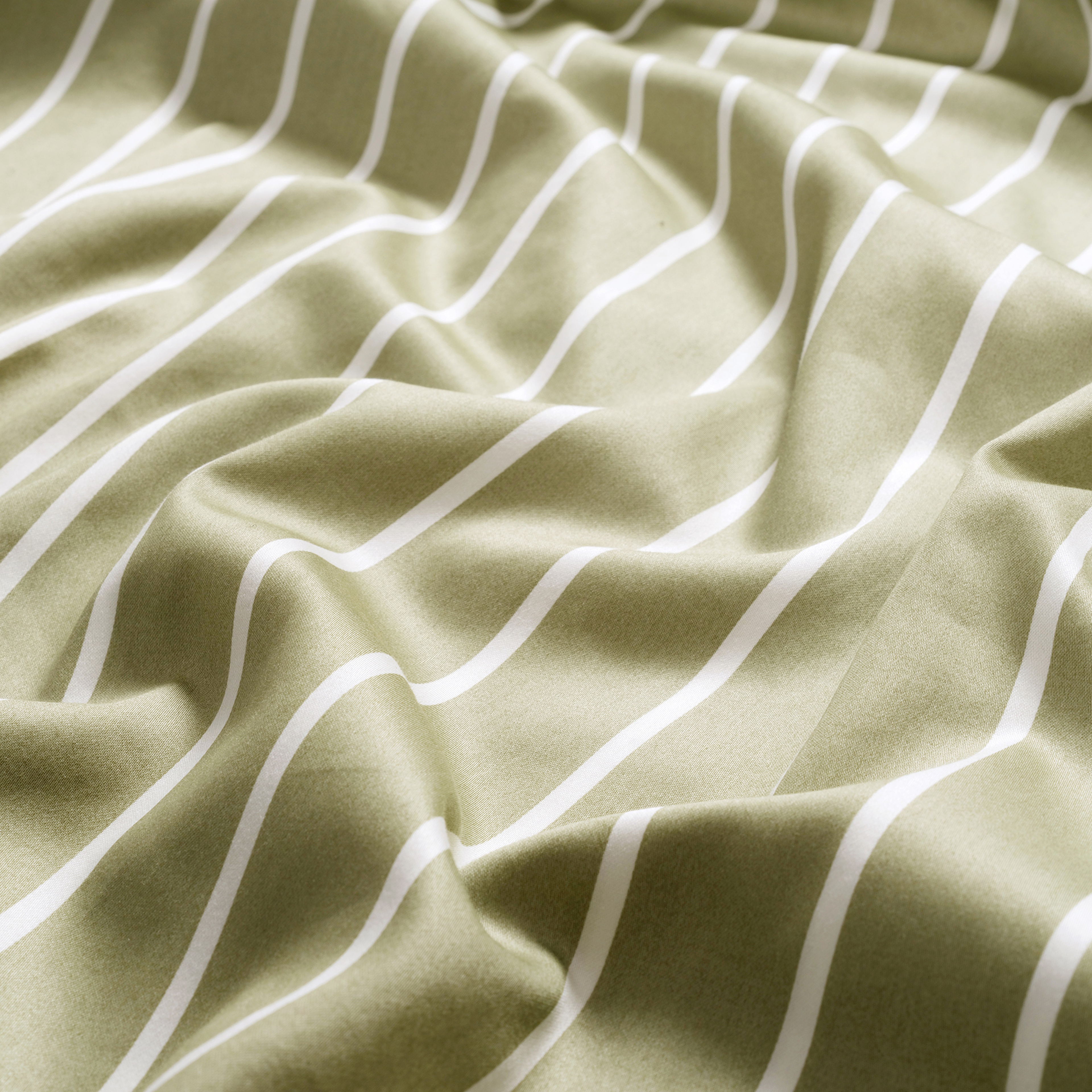 Solıd 300 Tc Geniş Çizgili Çift Kişilik Pamuk Saten Nevresim Seti 200x220 Cm Yeşil