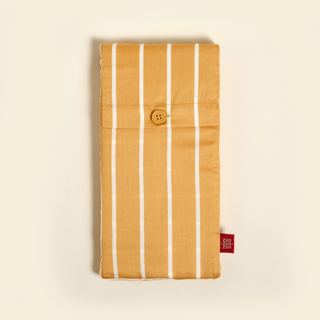 Solıd Geniş Çizgili 300 Tc Oxford 2'li Pamuk Saten Yastık Kılıfı 50x70+2 Cm Sarı