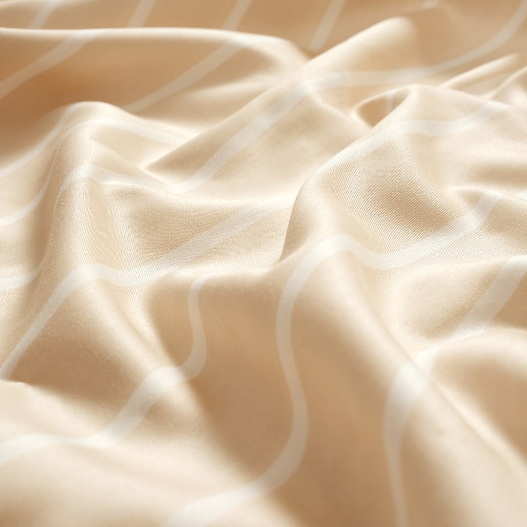 Solıd 300 Tc Geniş Çizgili Kıng Sıze Pamuk Saten Nevresim Seti 240x220 Cm Krem