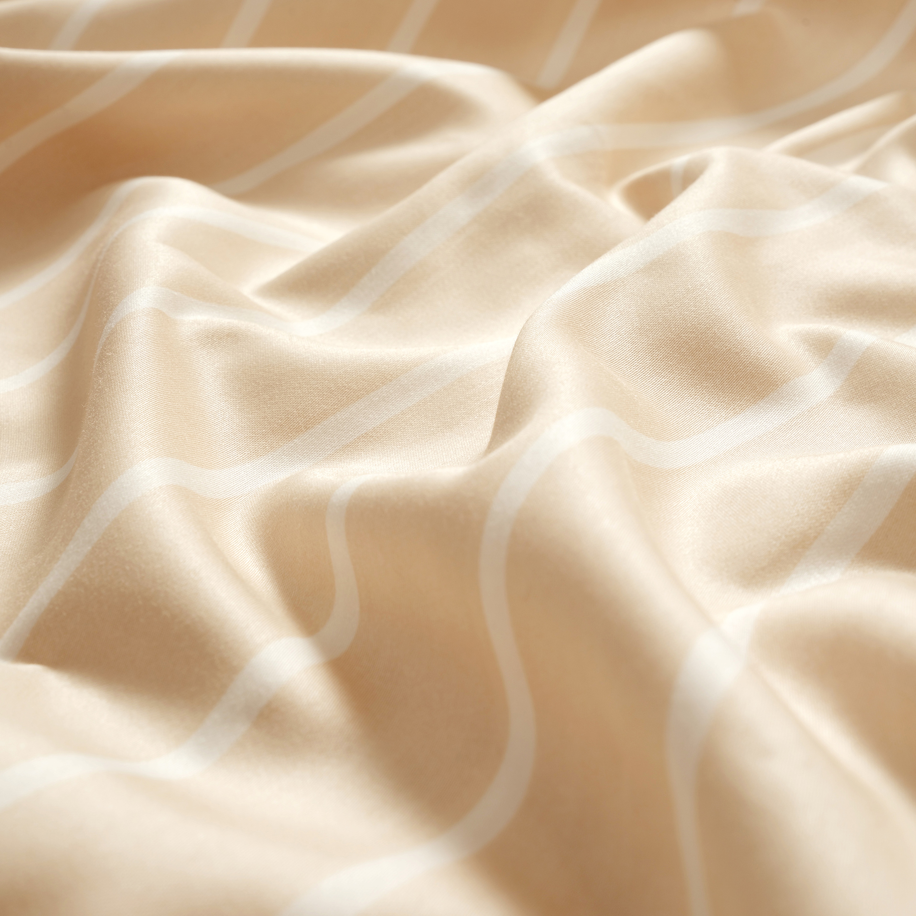 Solıd 300 Tc Geniş Çizgili Kıng Sıze Pamuk Saten Nevresim Seti 240x220 Cm Krem