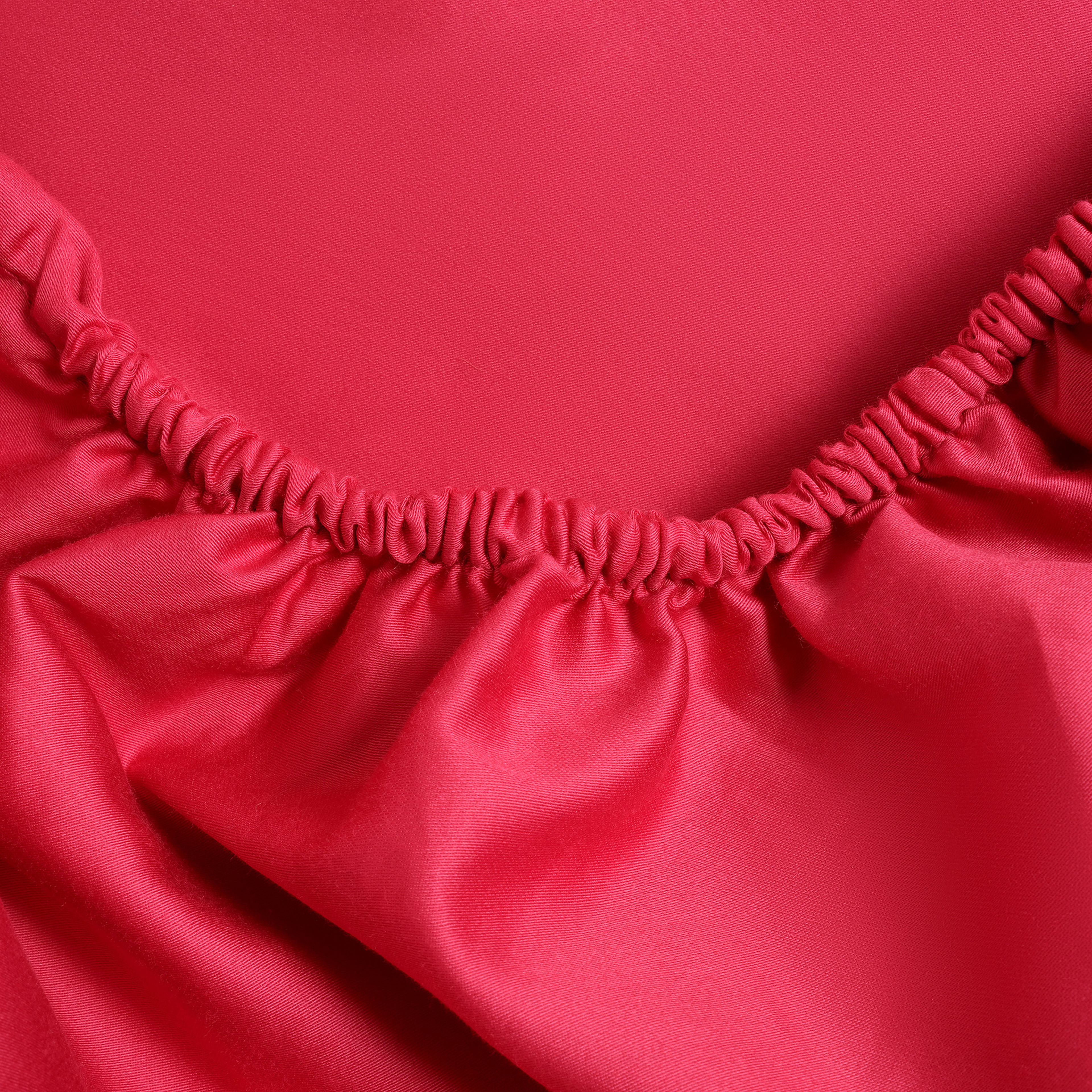 Solıd 300 Tc Kıng Sıze Pamuk Saten %100 Pamuk Saten Lastikli Çarşaf 200x200 Cm Fuşya