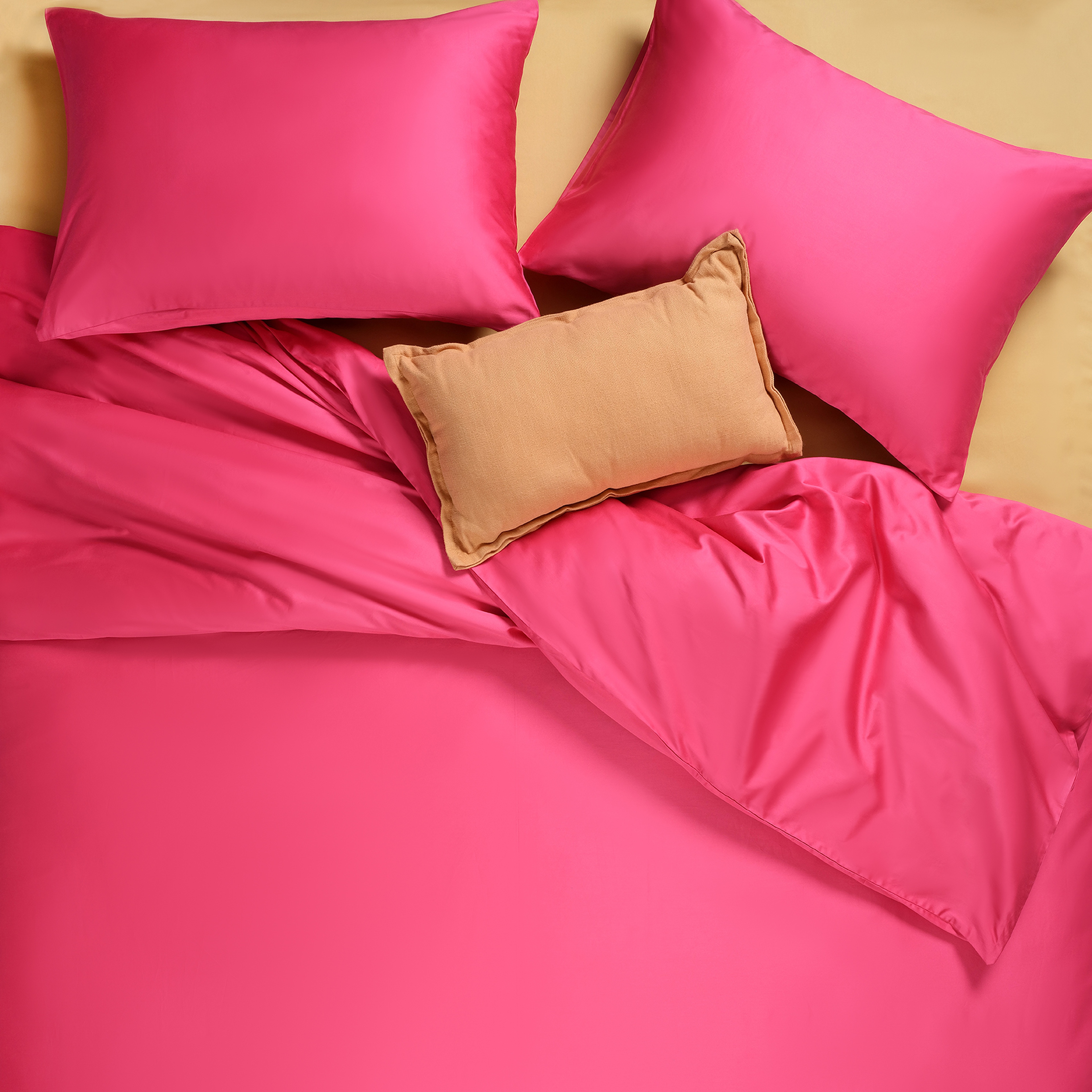 Solıd 300 Tc 2'li Pamuk Saten %100 Pamuk Saten Yastık Kılıfı 50x70 Cm Fuşya